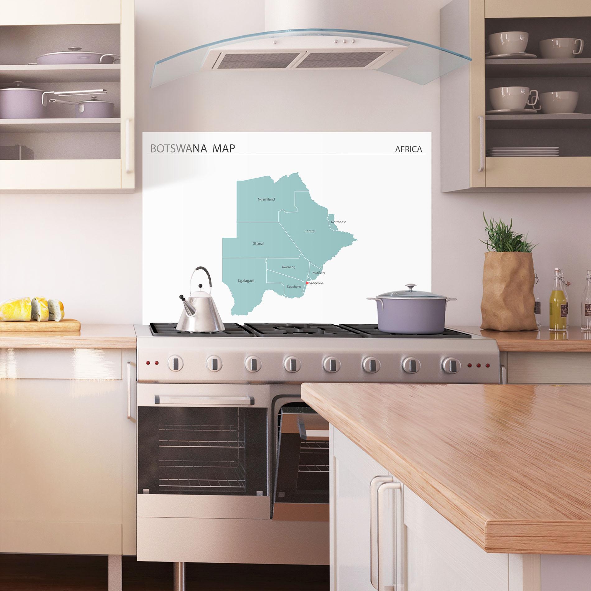 Küchenrückwand Glas Botswana Map mockup 1
