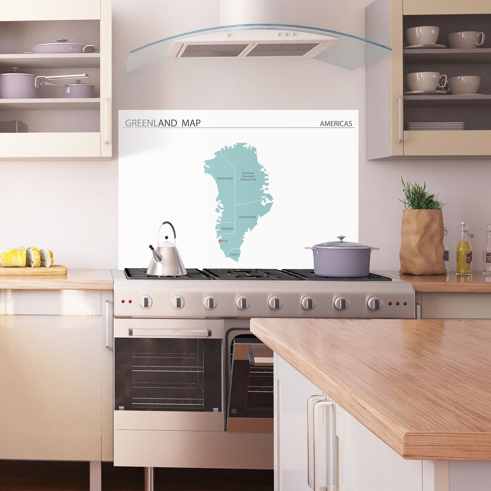 Küchenrückwand Glas Greenland Map mockup 1