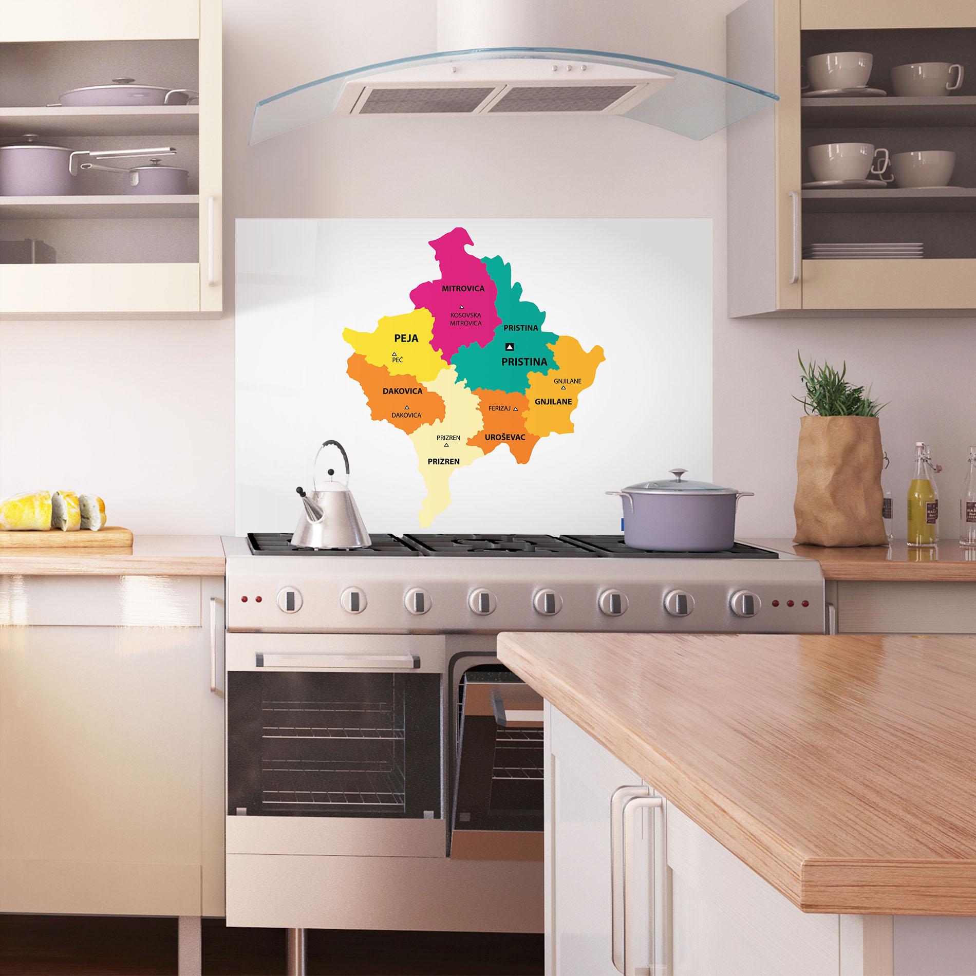 Küchenrückwand Glas Kosovo Color Map mockup 1