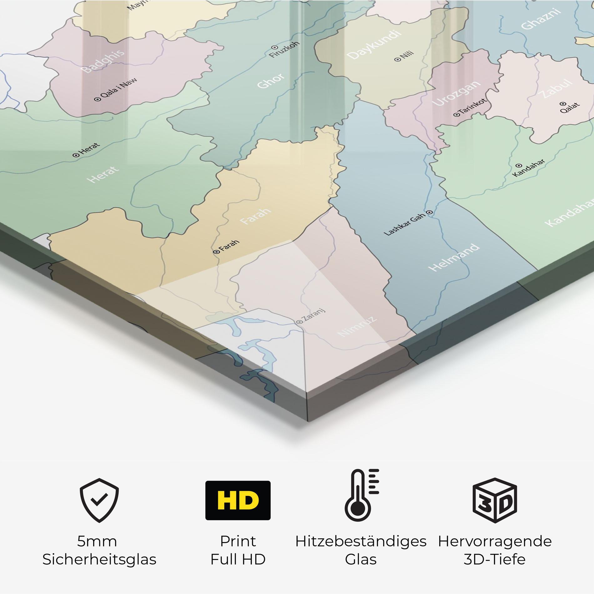Küchenrückwand Glas Afghanistan Map mockup 2