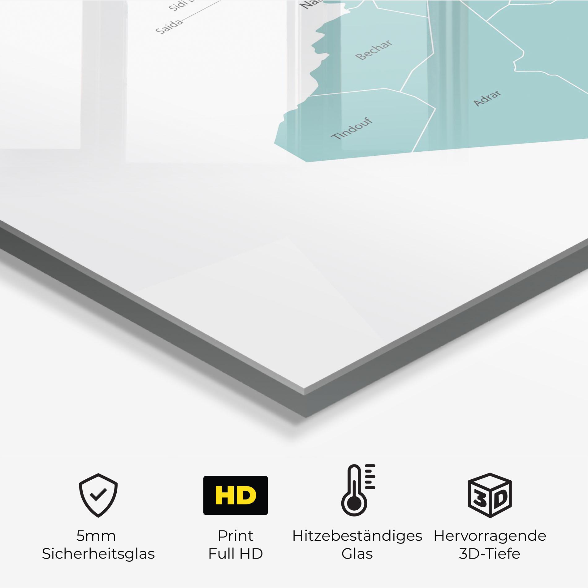 Küchenrückwand Glas Algeria Map mockup 2
