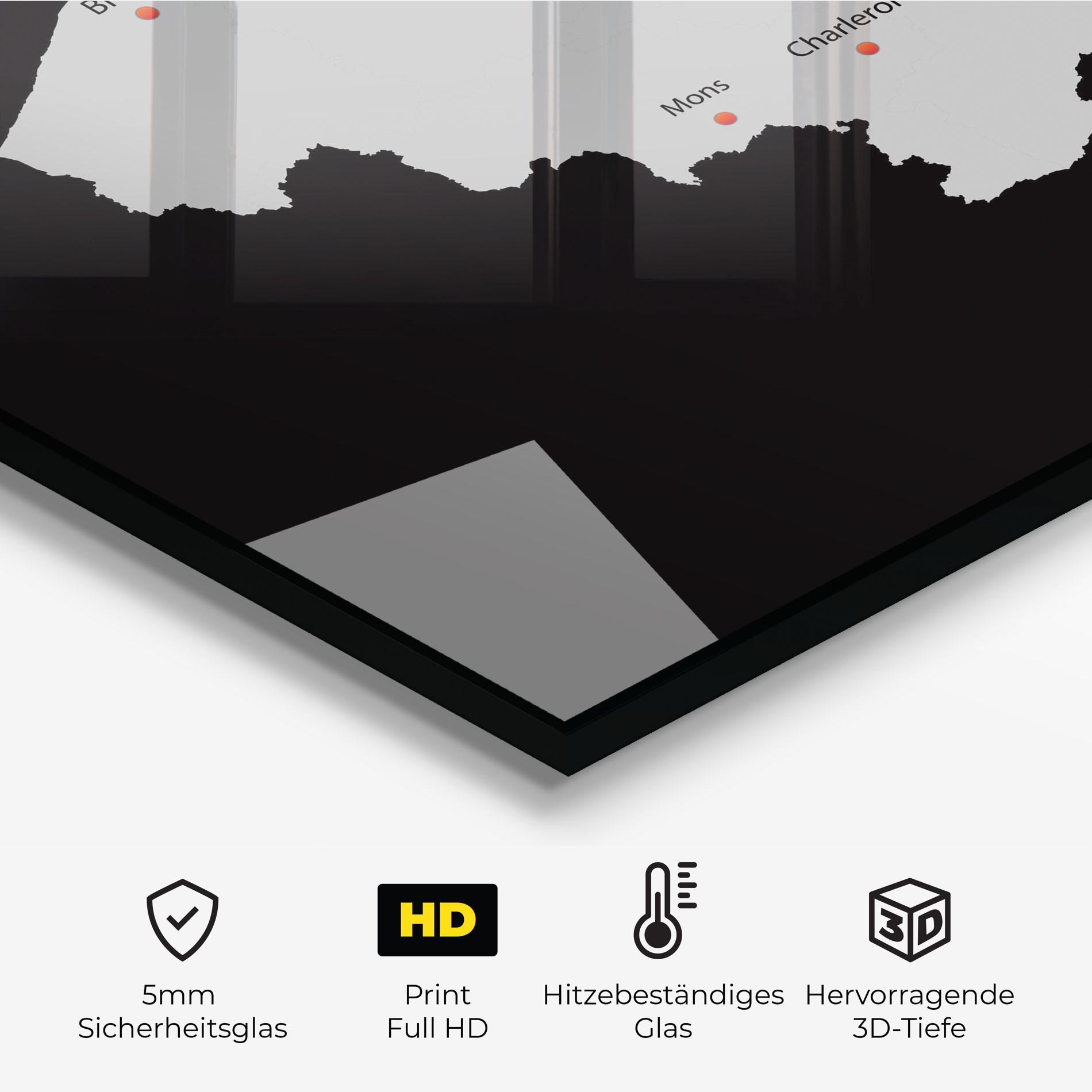 Küchenrückwand Glas Belgium Map mockup 2