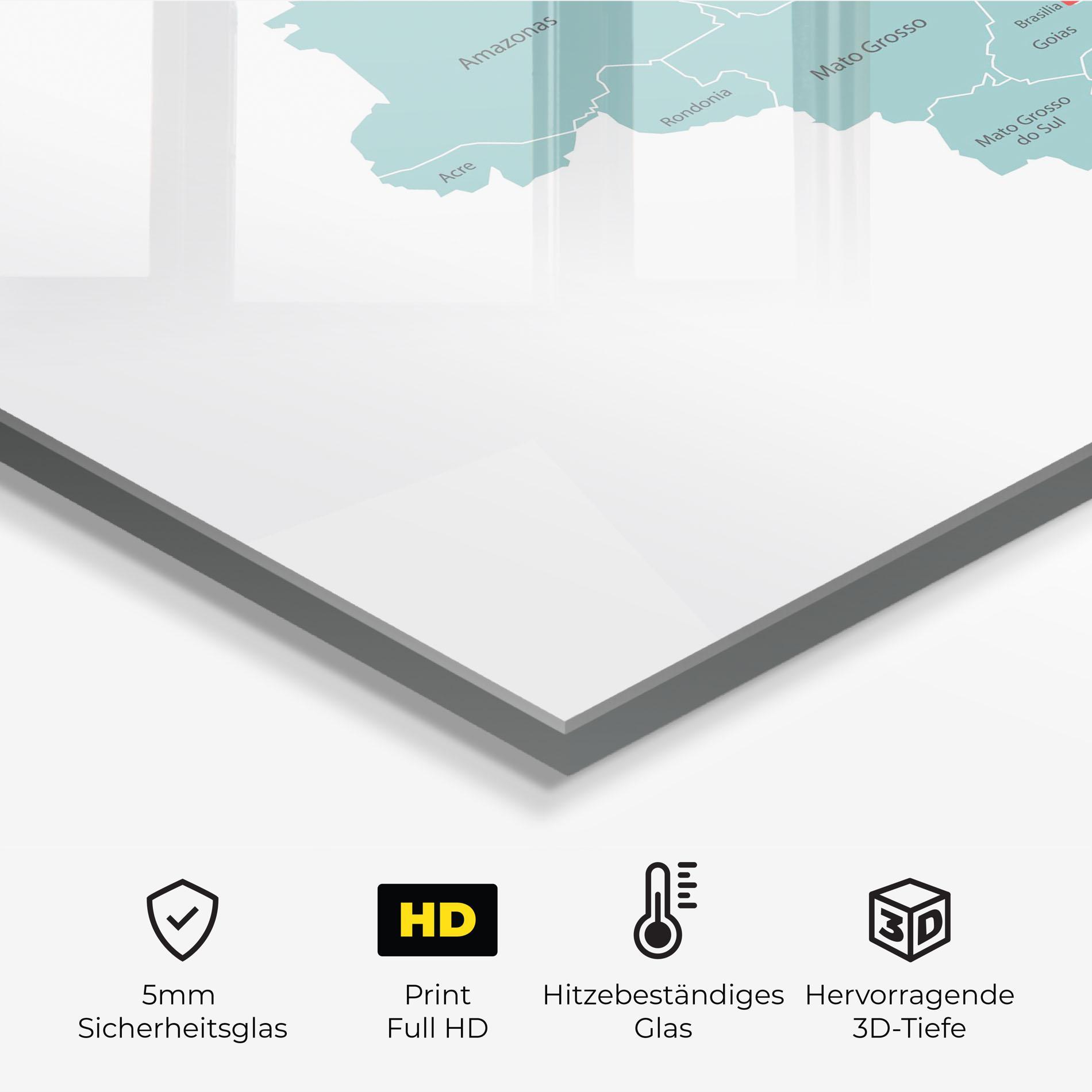 Küchenrückwand Glas Brazil Map mockup 2