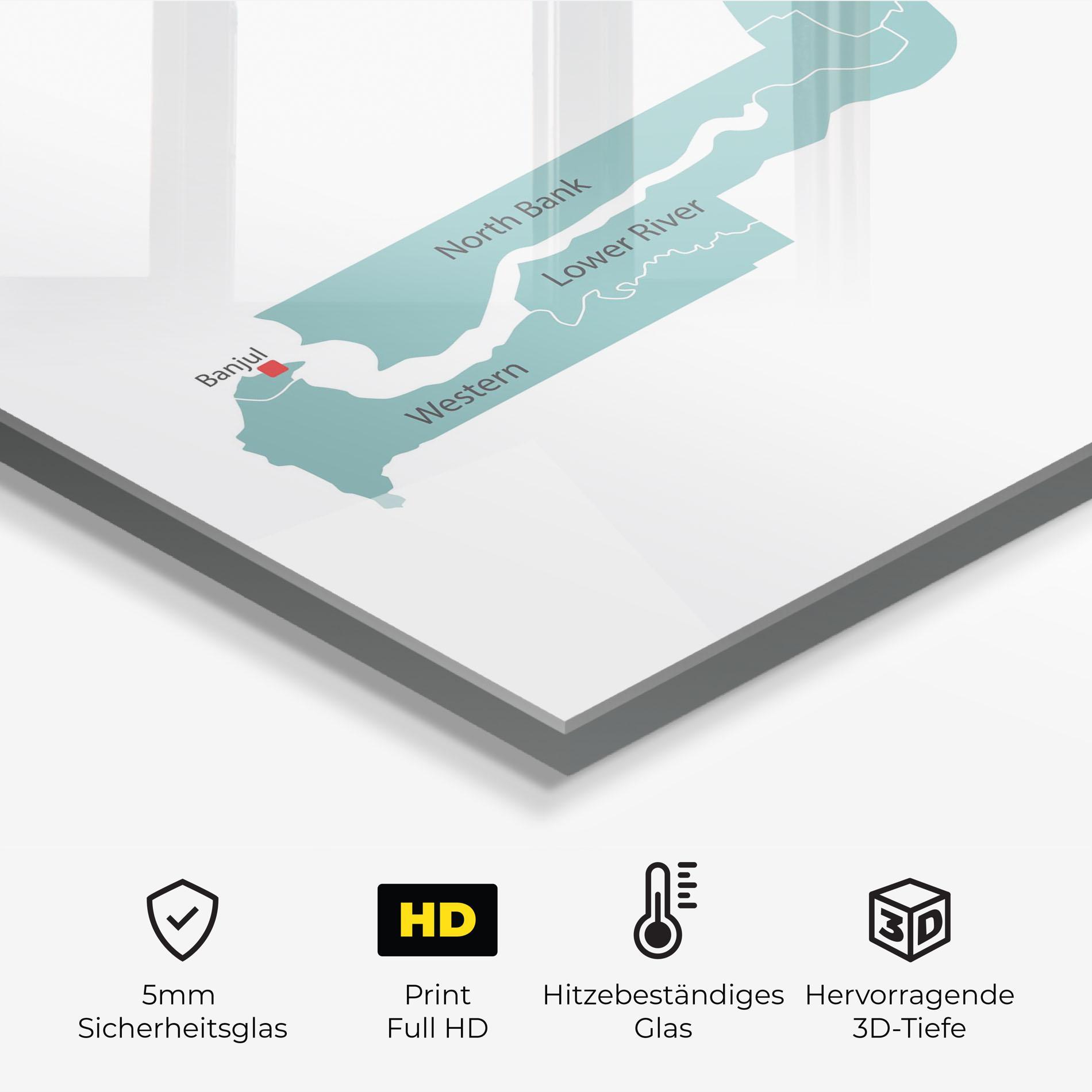 Küchenrückwand Glas Gambia Map mockup 2