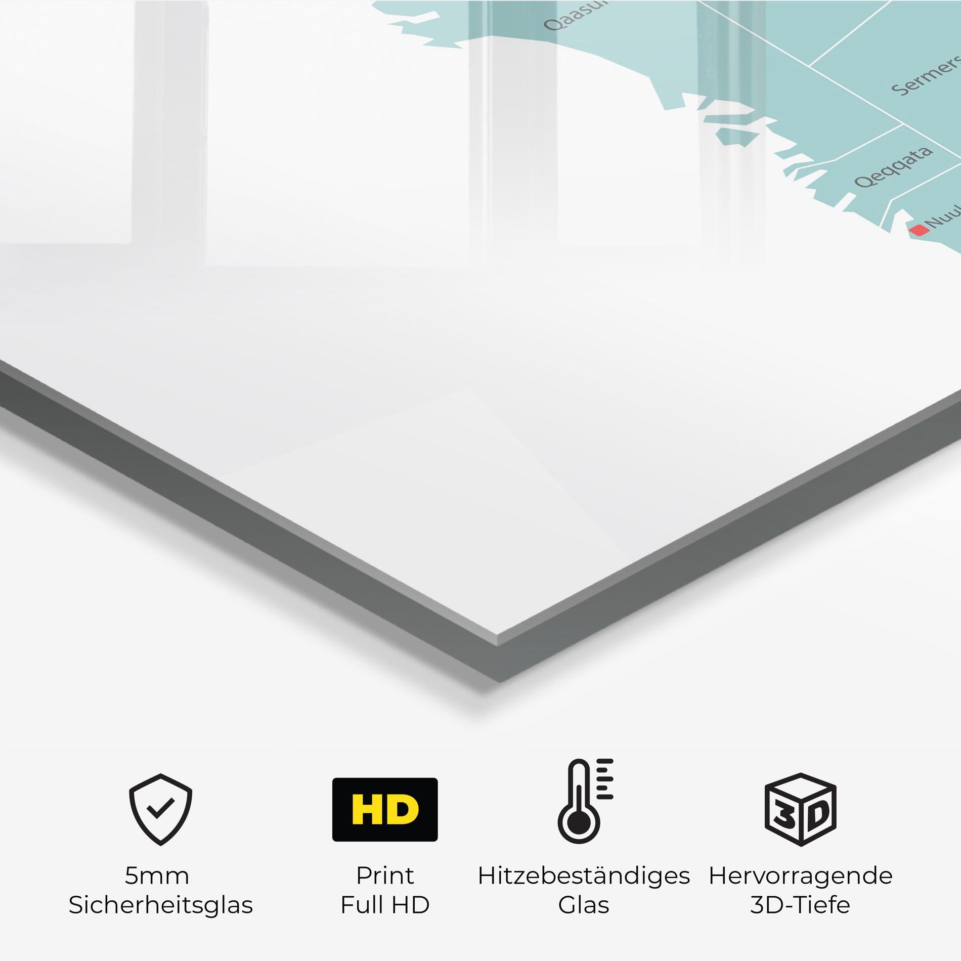 Küchenrückwand Glas Greenland Map mockup 2