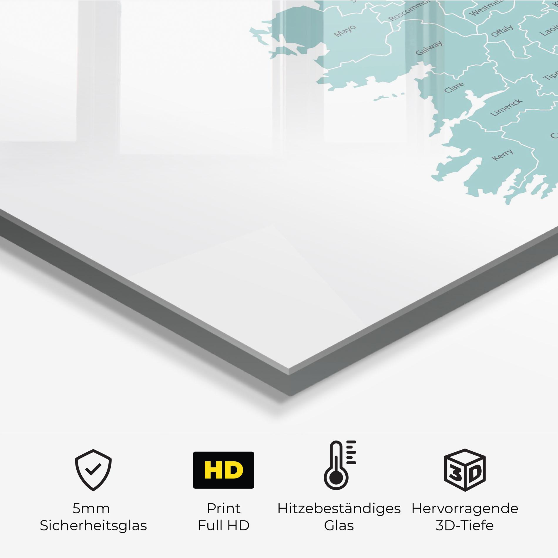 Küchenrückwand Glas Ireland Map mockup 2