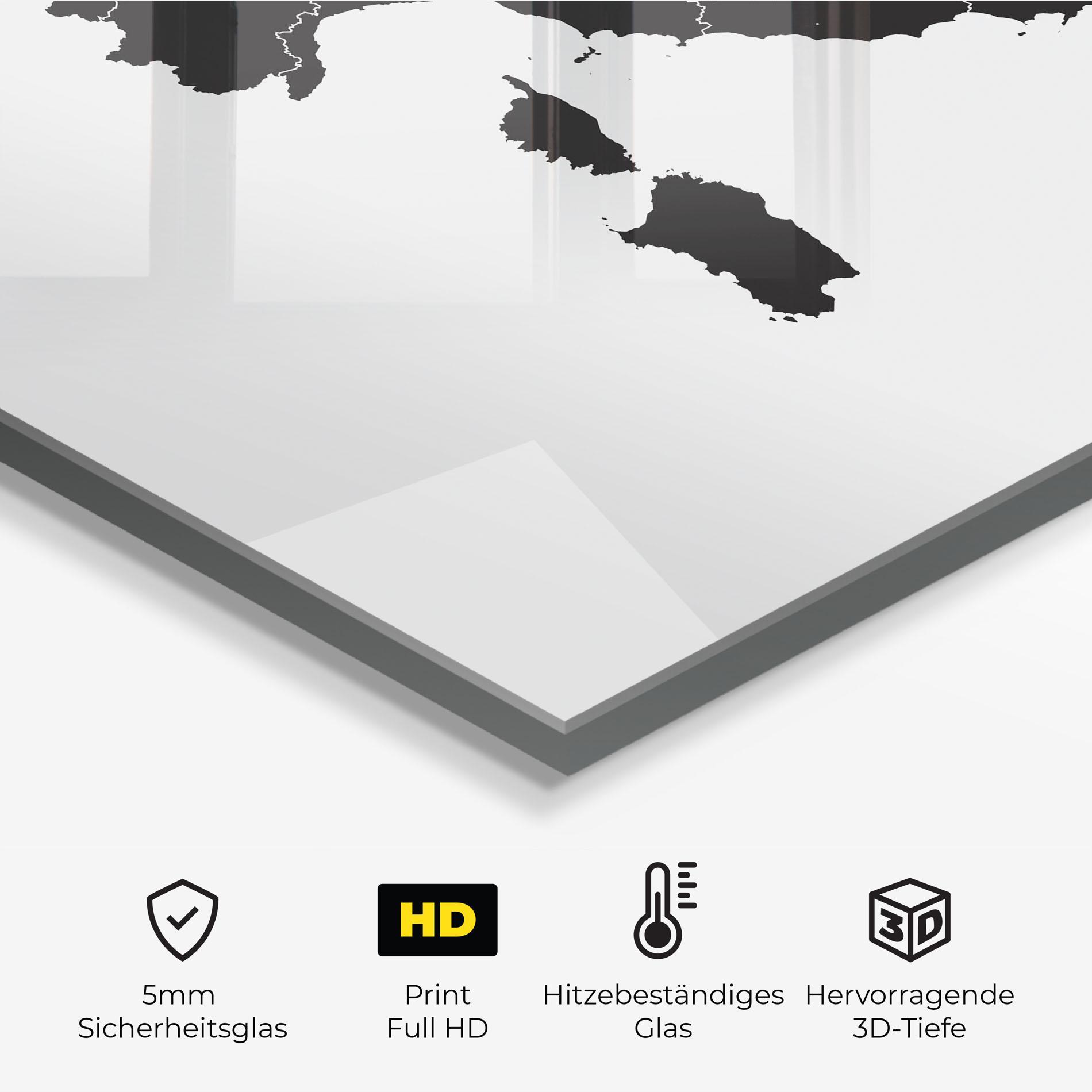 Küchenrückwand Glas Italy Grey Map mockup 2
