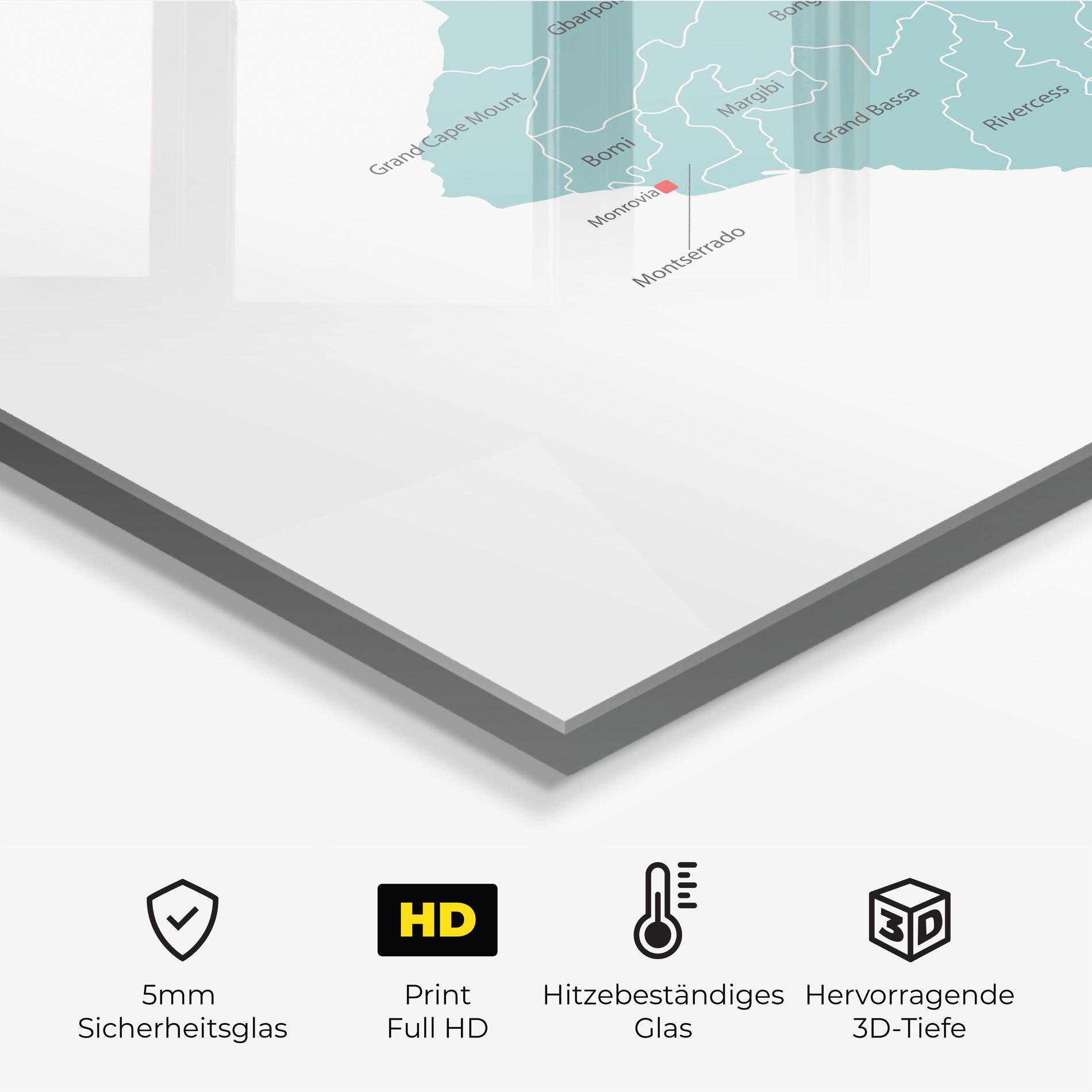 Küchenrückwand Glas Liberia Map mockup 2
