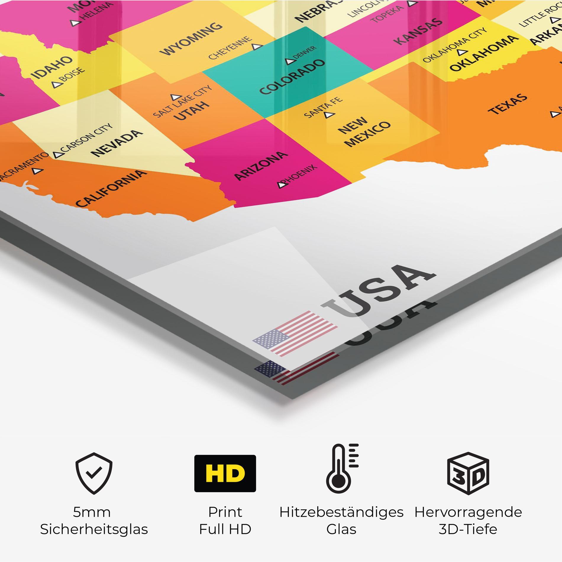 Küchenrückwand Glas Usa Map mockup 2