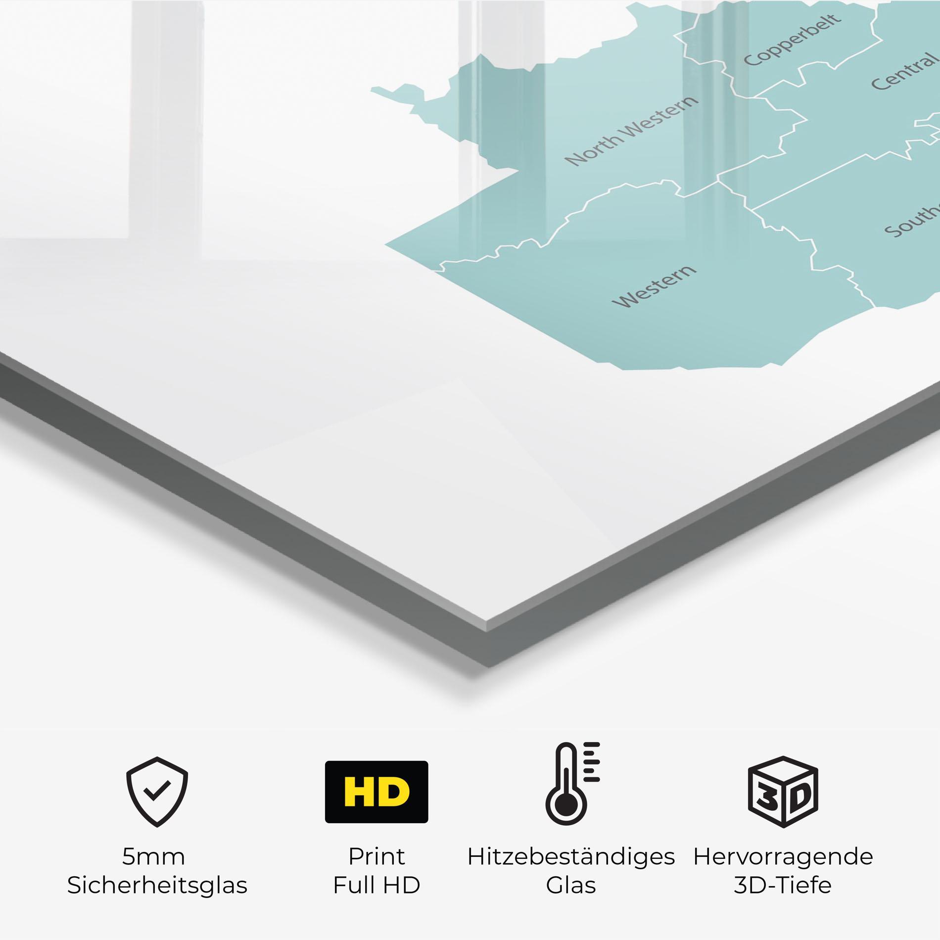 Küchenrückwand Glas Zambia Map mockup 2