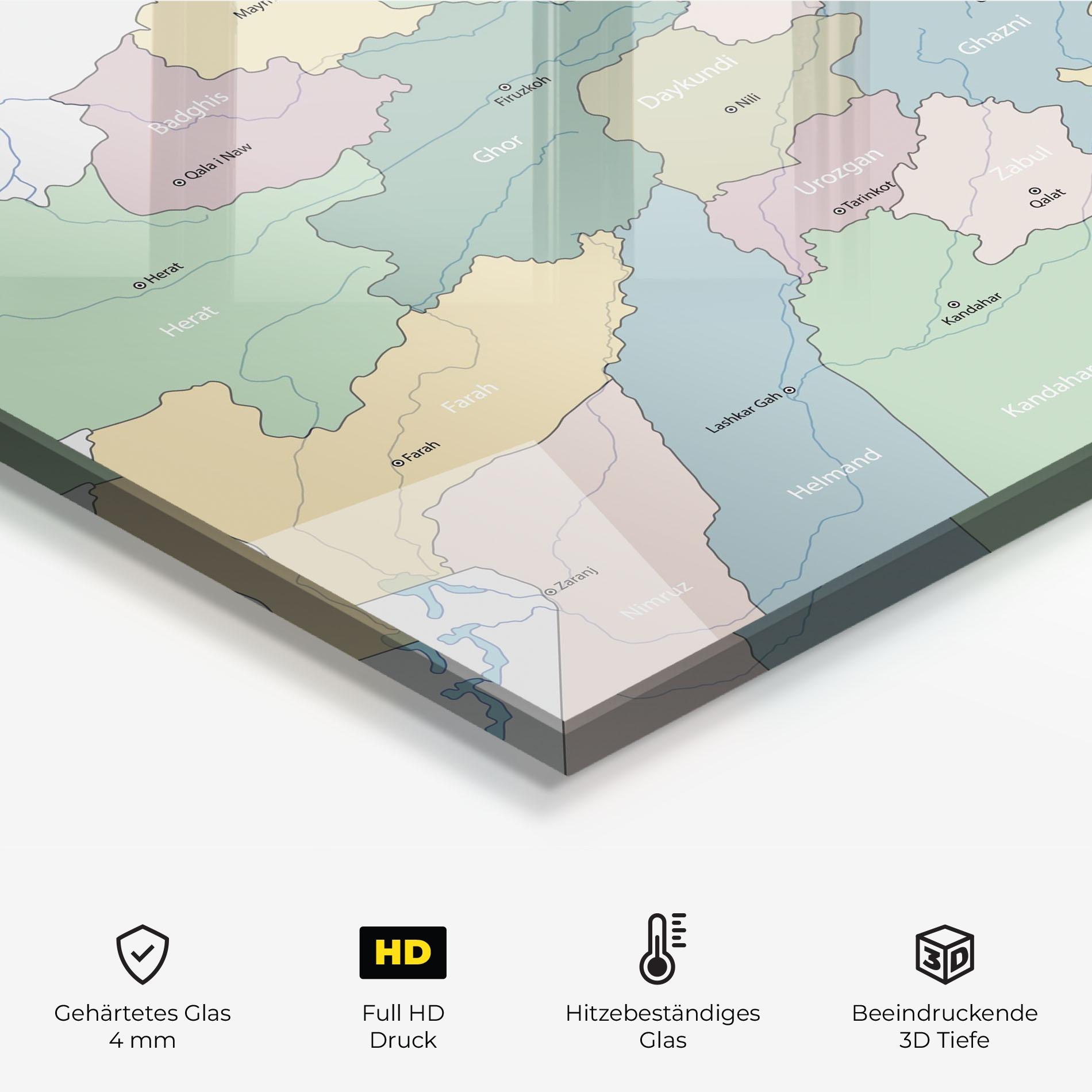Küchenrückwand Glas Afghanistan Map mockup 2
