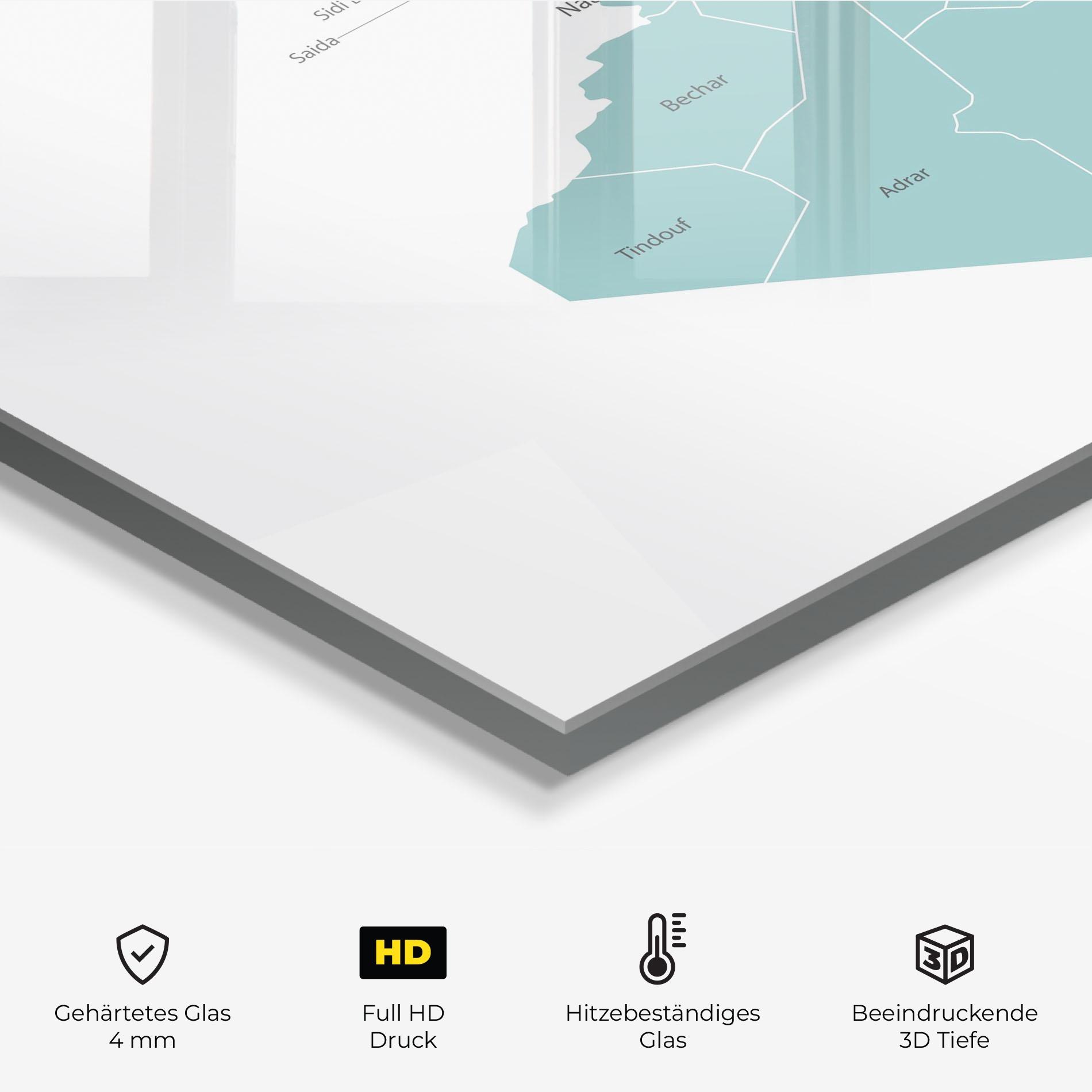 Küchenrückwand Glas Algeria Map mockup 2