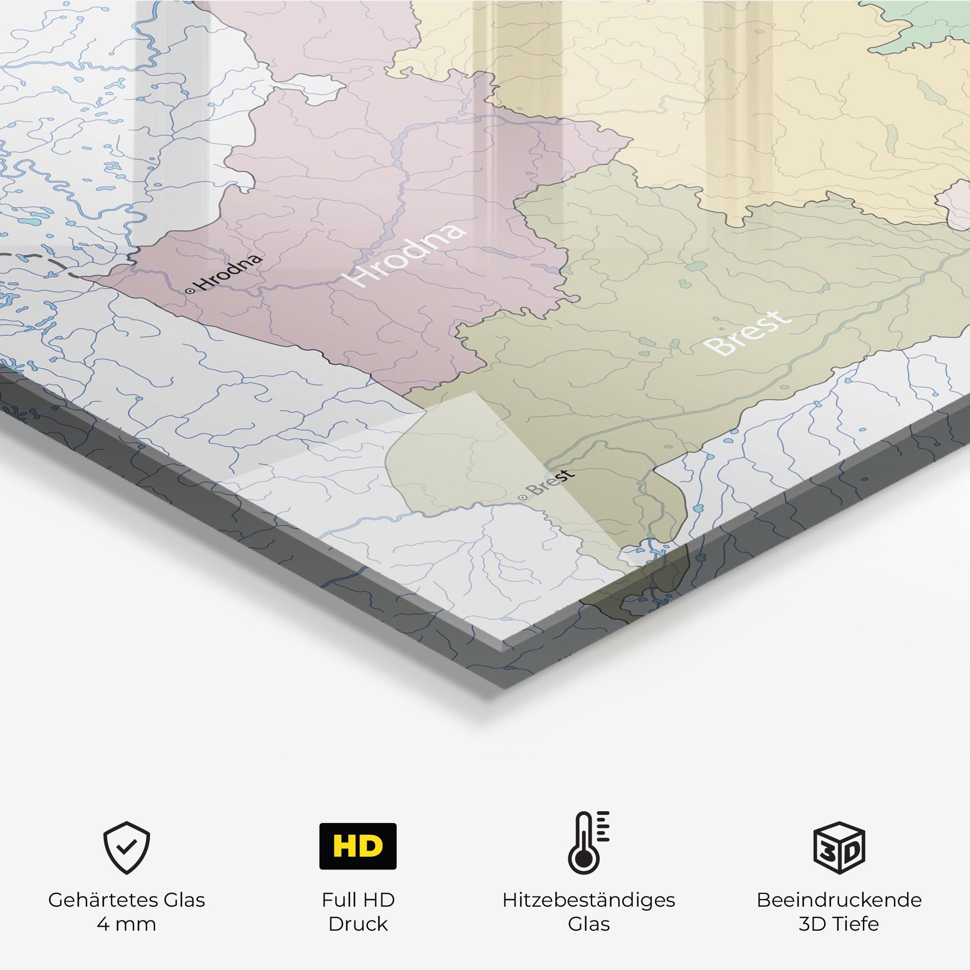 Küchenrückwand Glas Belarus Map mockup 2
