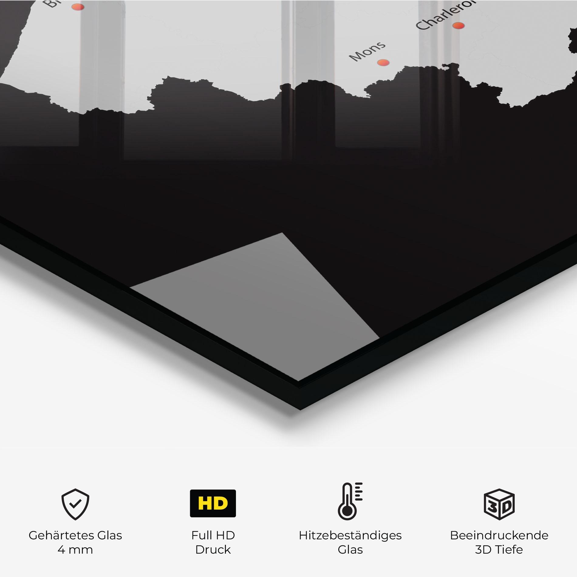 Küchenrückwand Glas Belgium Map mockup 2