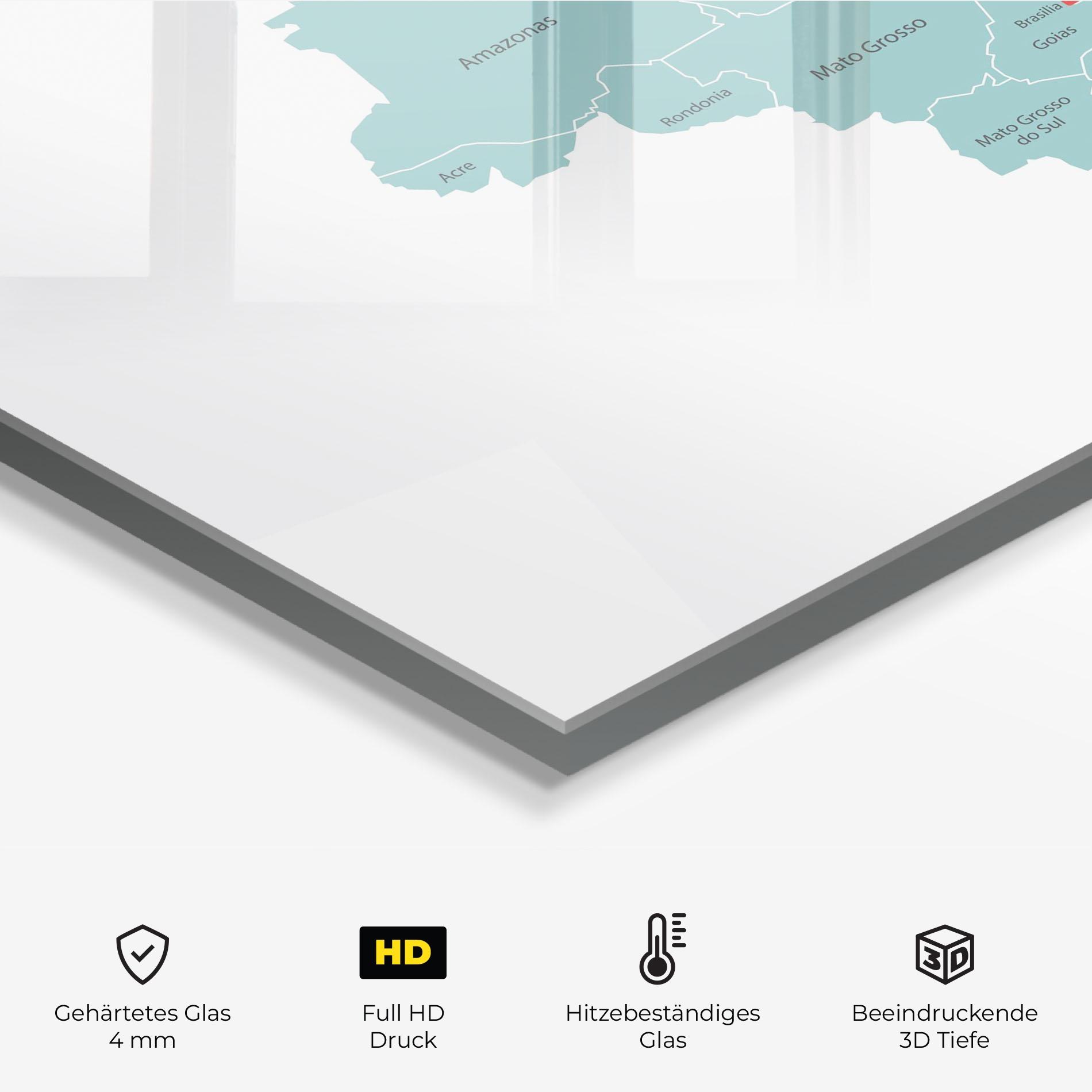 Küchenrückwand Glas Brazil Map mockup 2