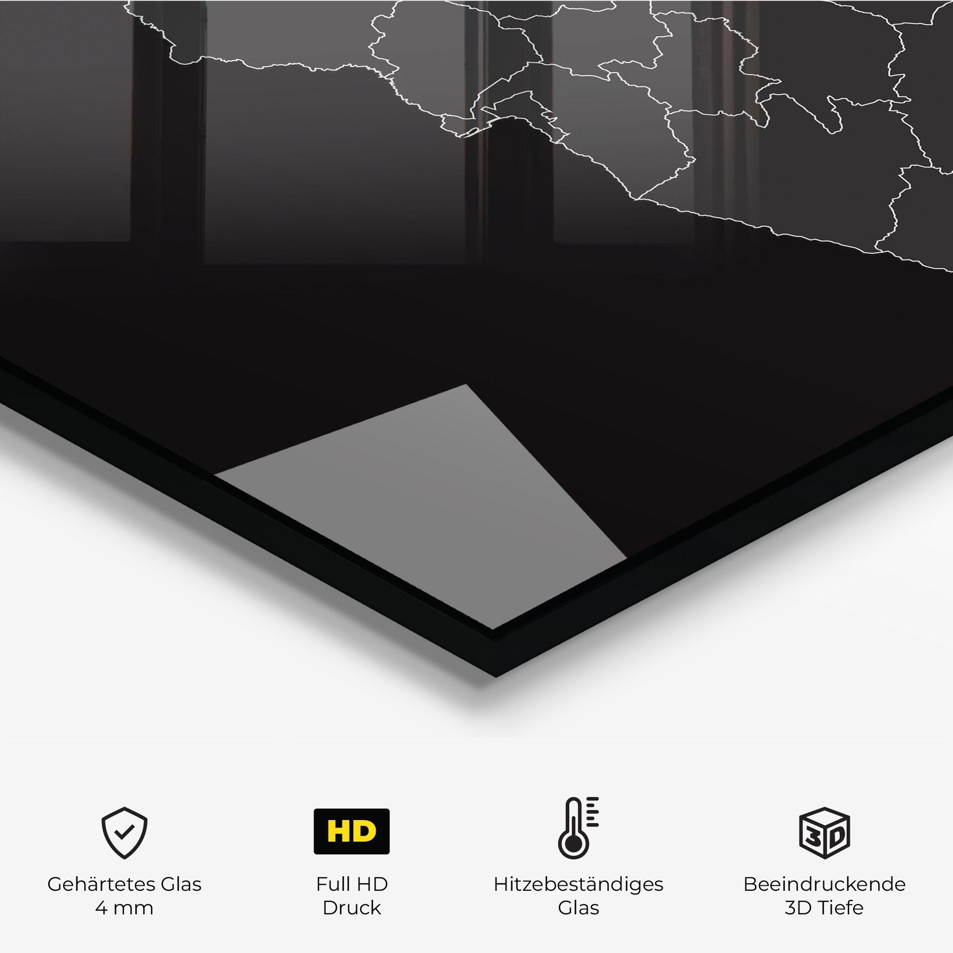 Küchenrückwand Glas Burundi Grey Map mockup 2