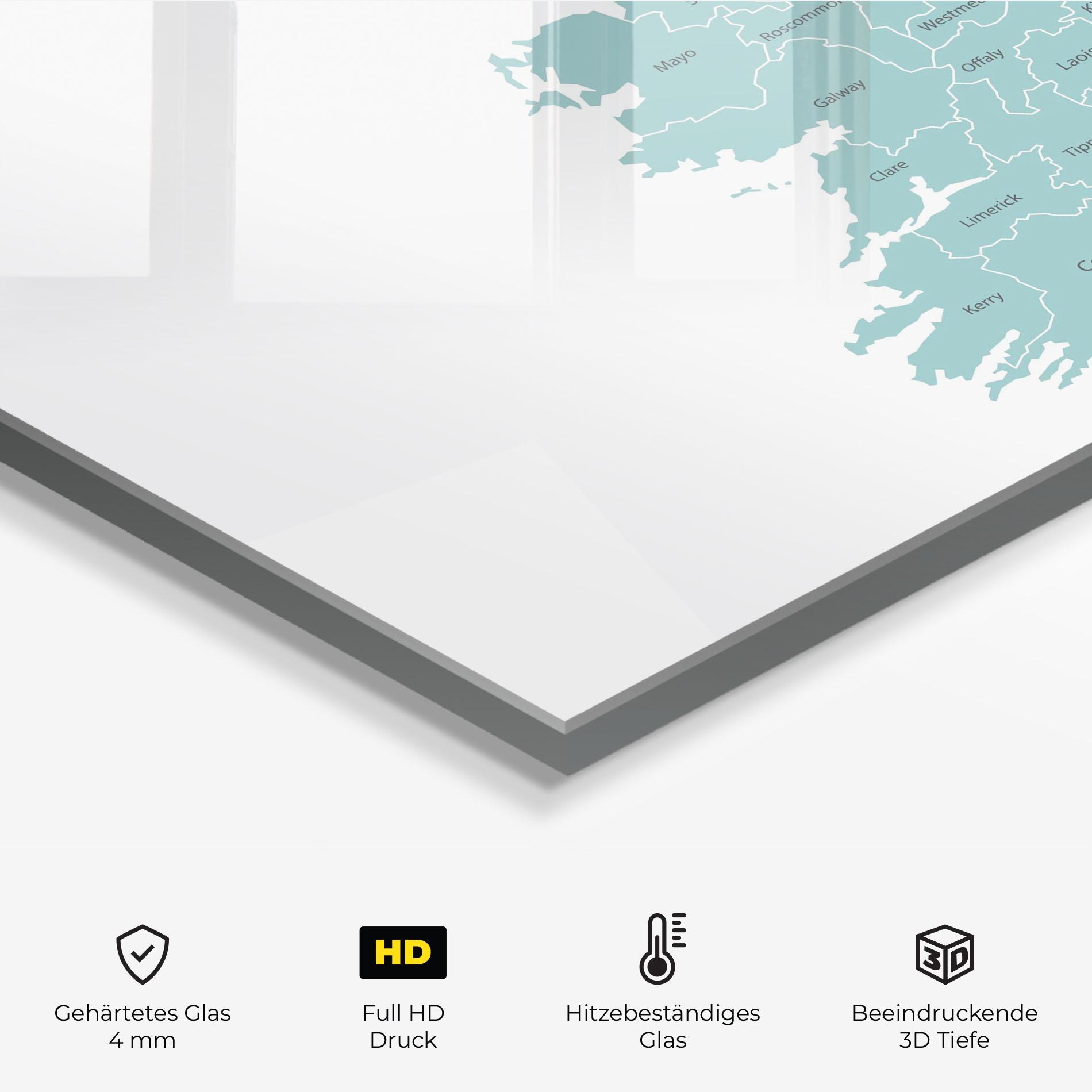 Küchenrückwand Glas Ireland Map mockup 2