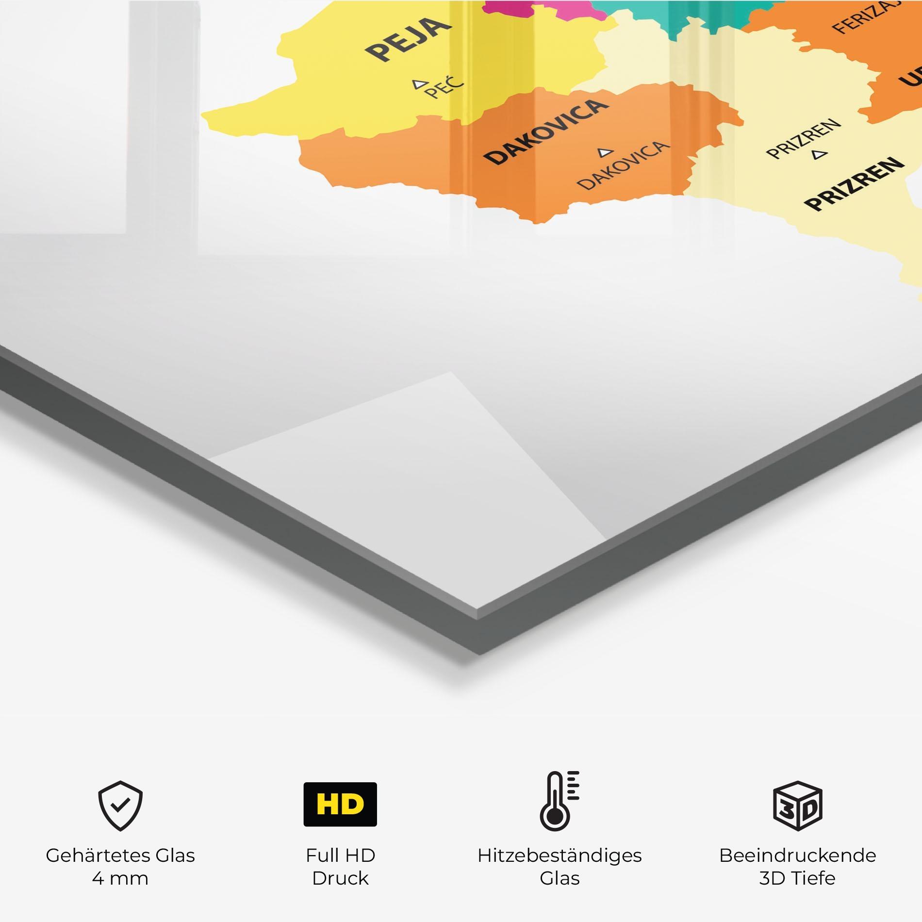 Küchenrückwand Glas Kosovo Color Map mockup 2
