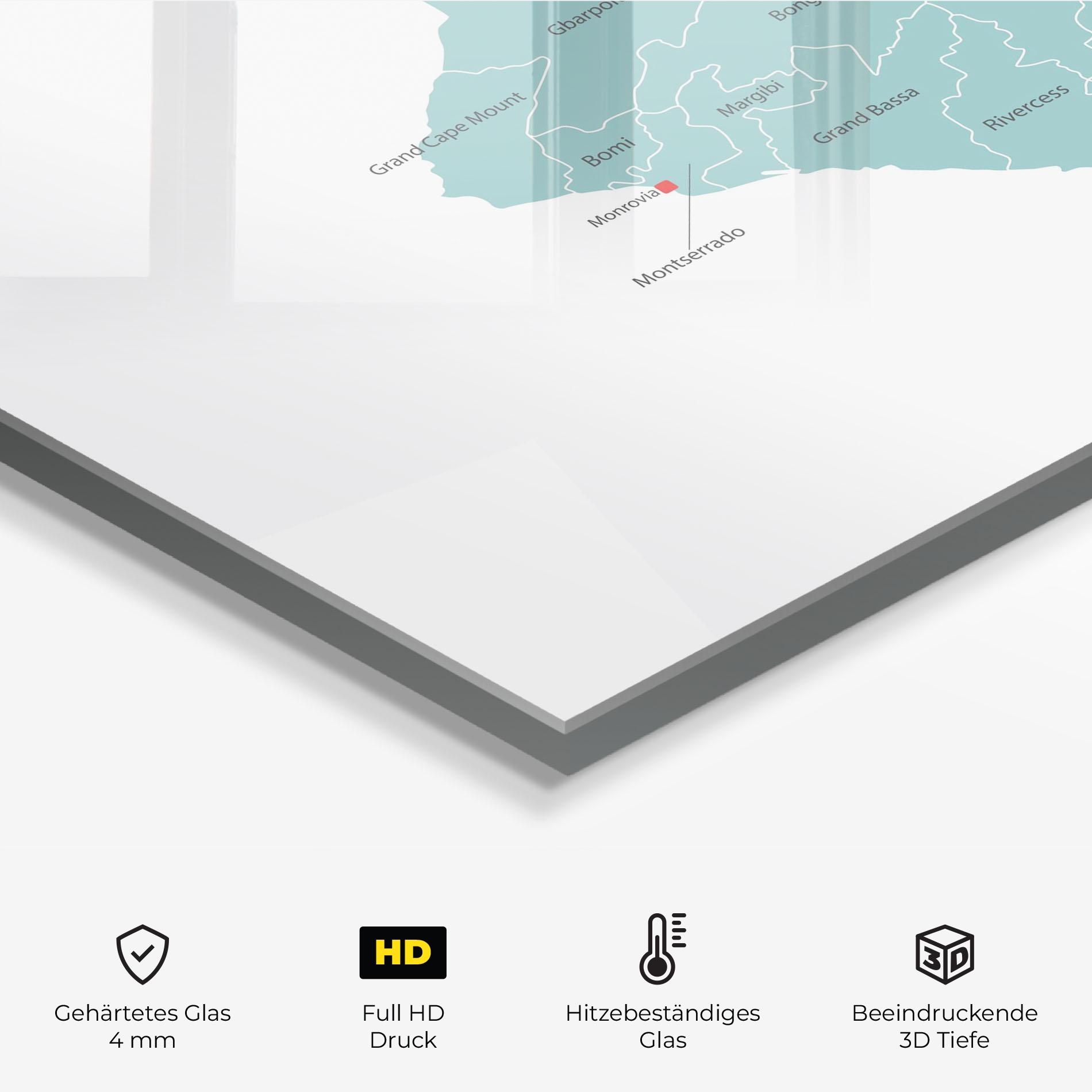 Küchenrückwand Glas Liberia Map mockup 2
