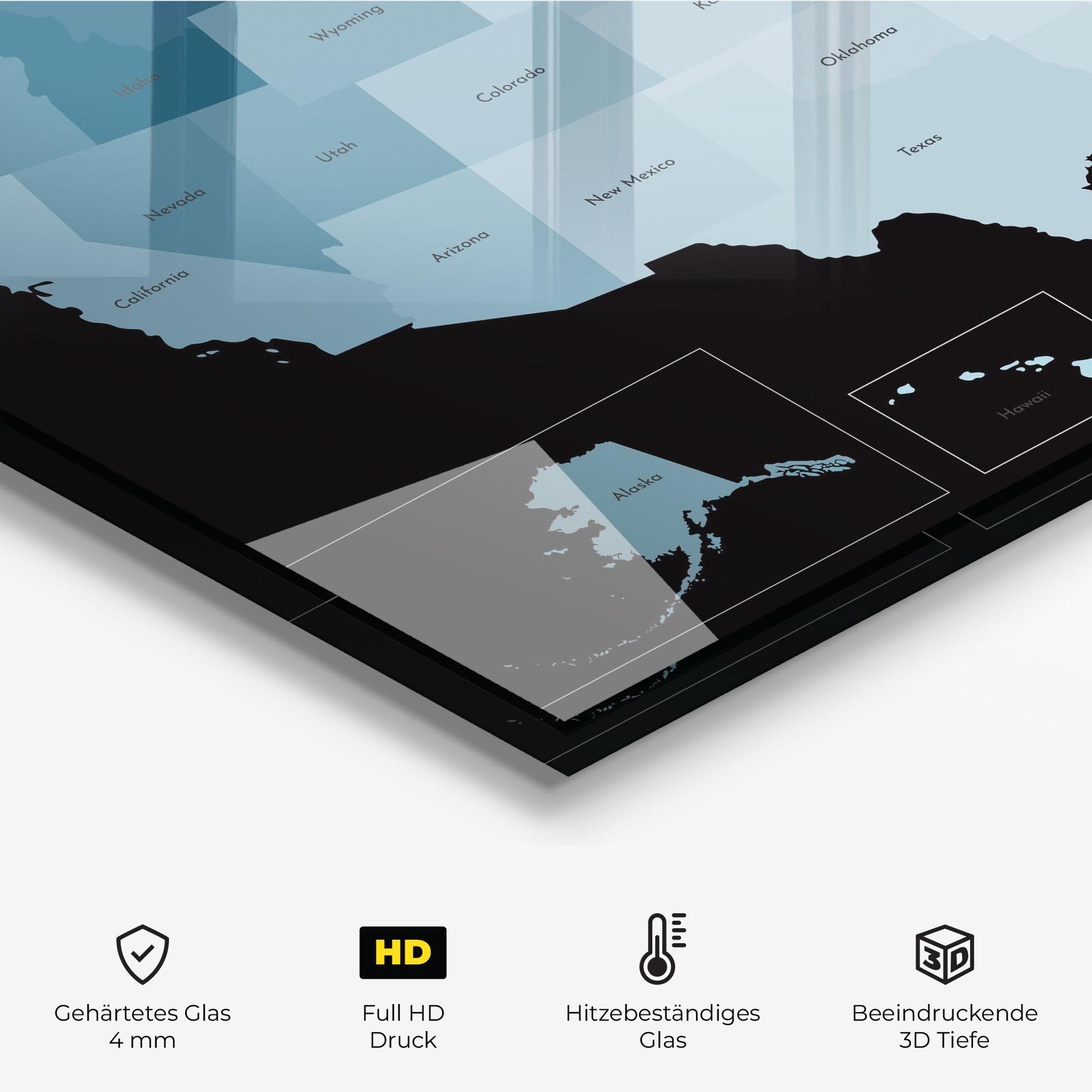 Küchenrückwand Glas Sua Blue Map mockup 2