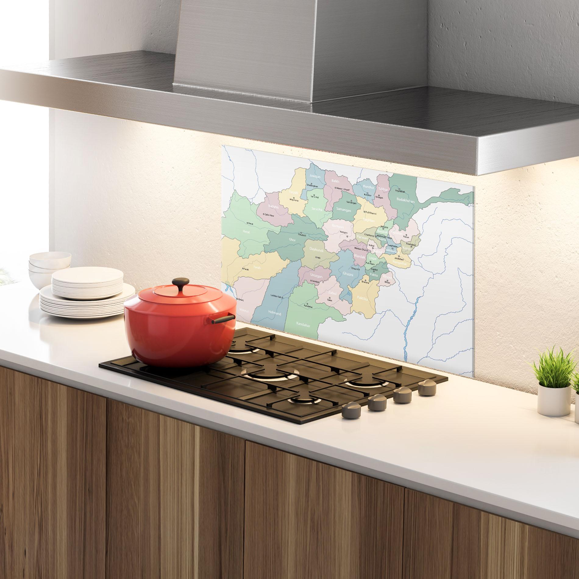 Küchenrückwand Glas Afghanistan Map mockup 4