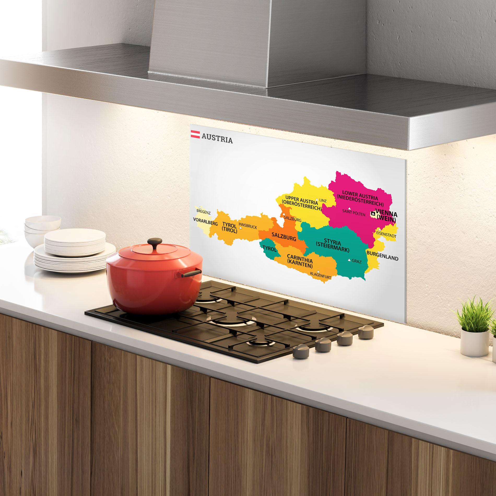 Küchenrückwand Glas Austria Color Map mockup 4