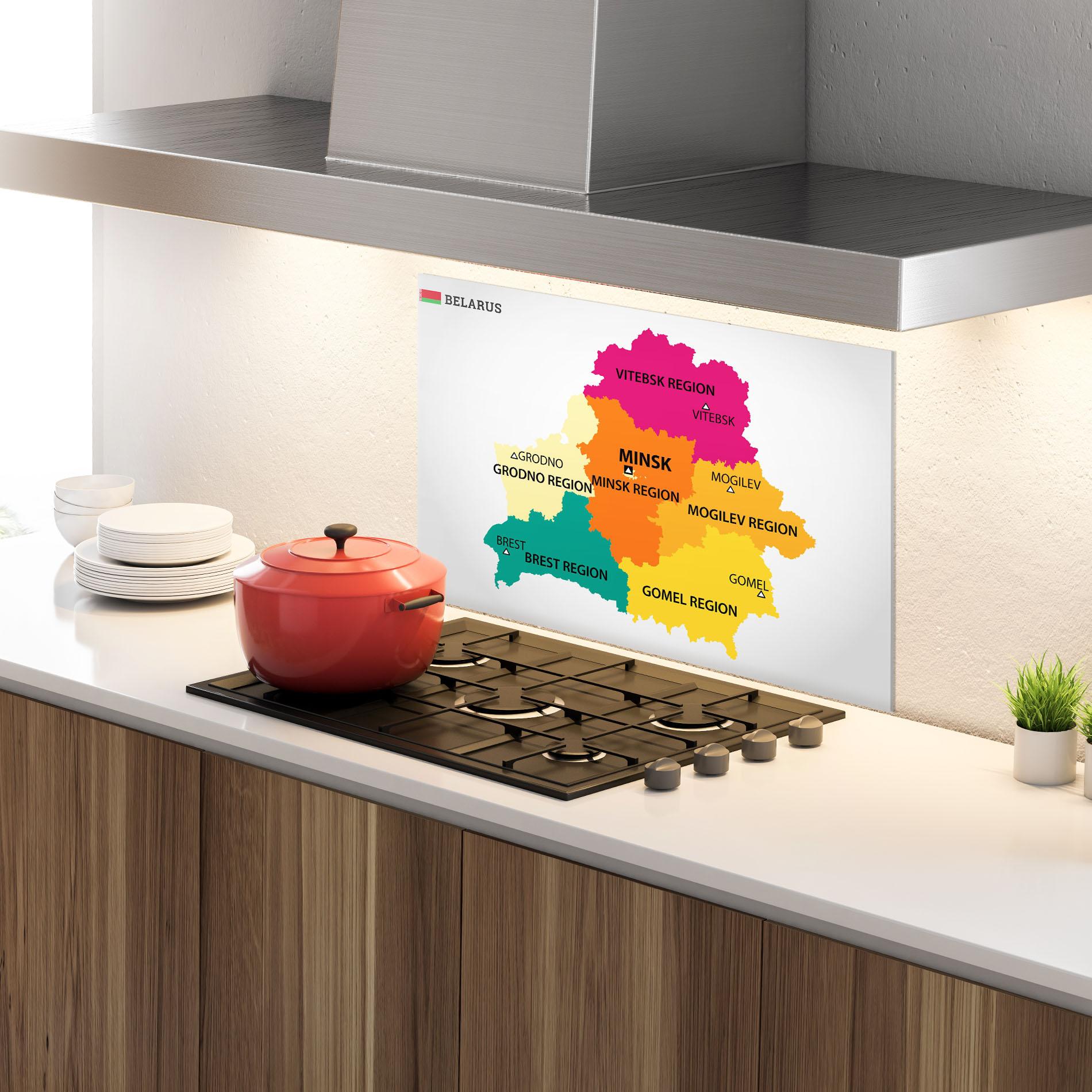 Küchenrückwand Glas Belarus Color Map mockup 4