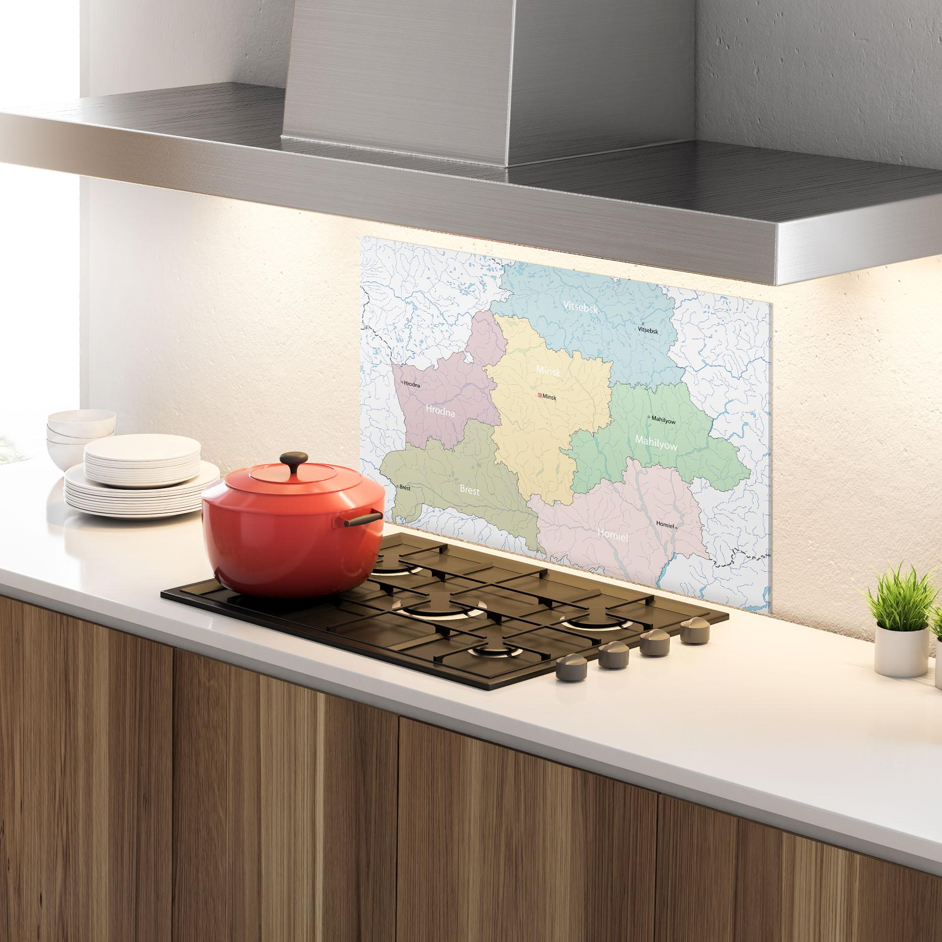 Küchenrückwand Glas Belarus Map mockup 4