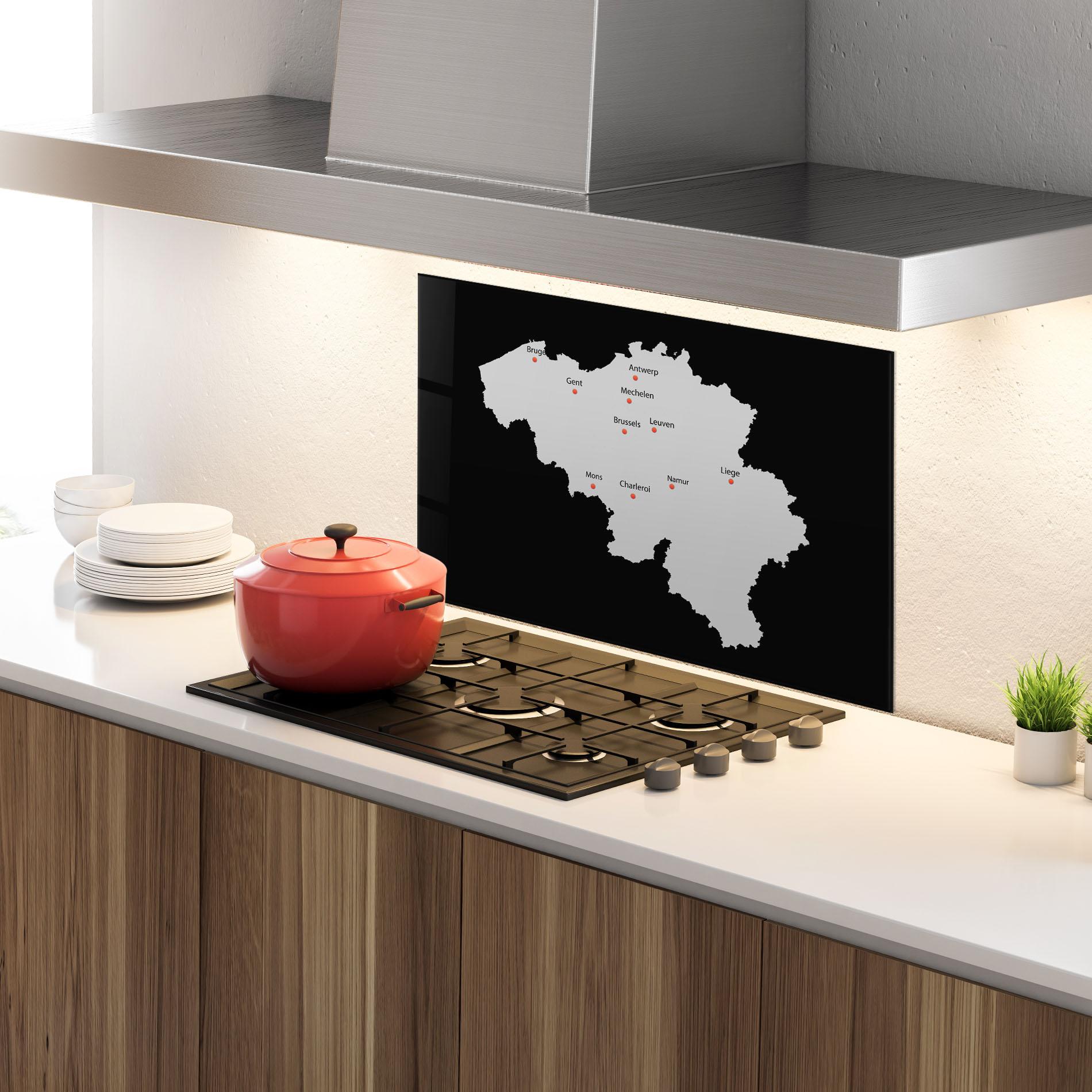 Küchenrückwand Glas Belgium Map mockup 4