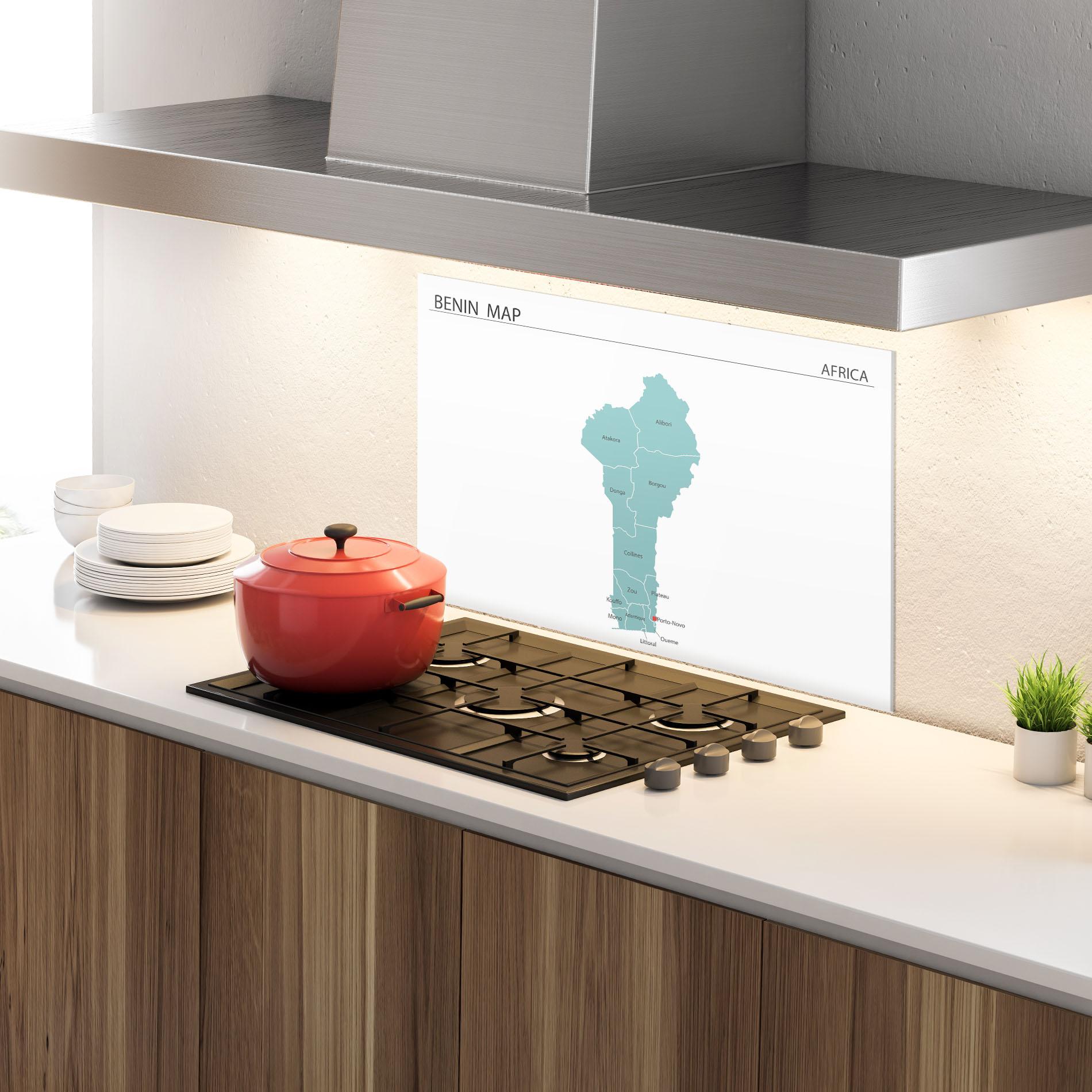 Küchenrückwand Glas Benin Map mockup 4