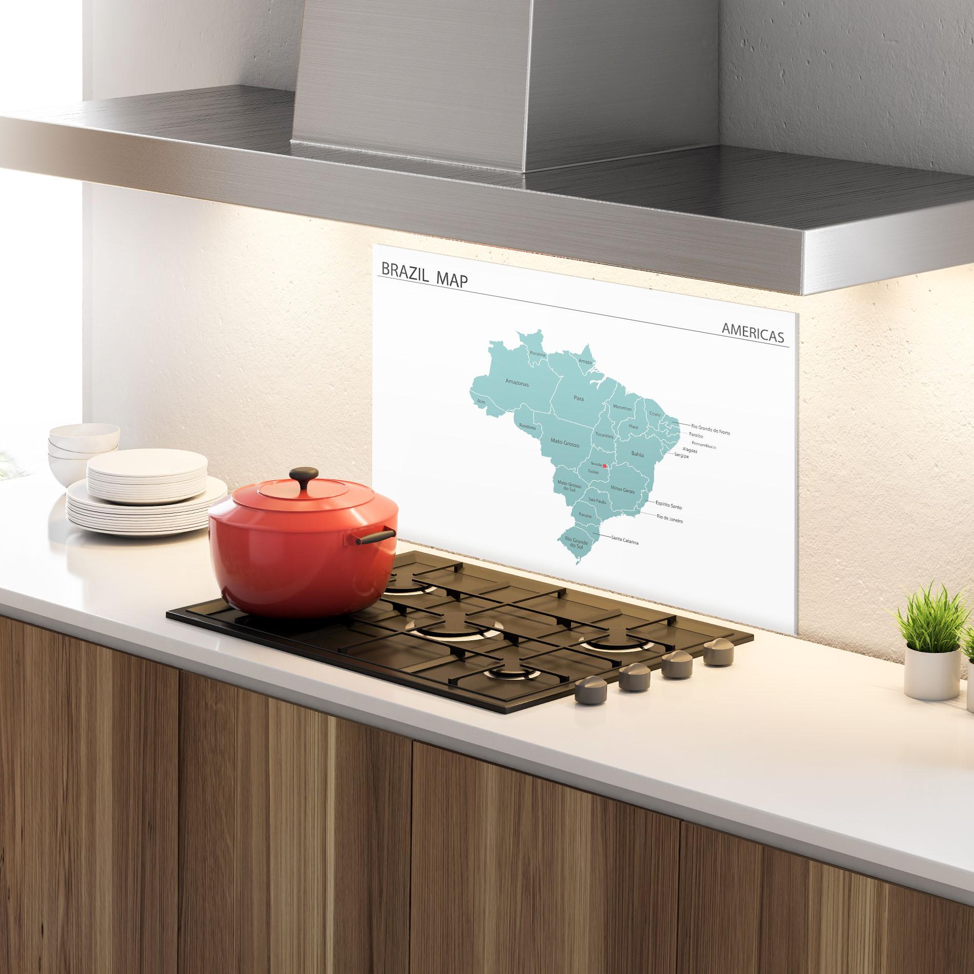 Küchenrückwand Glas Brazil Map mockup 4