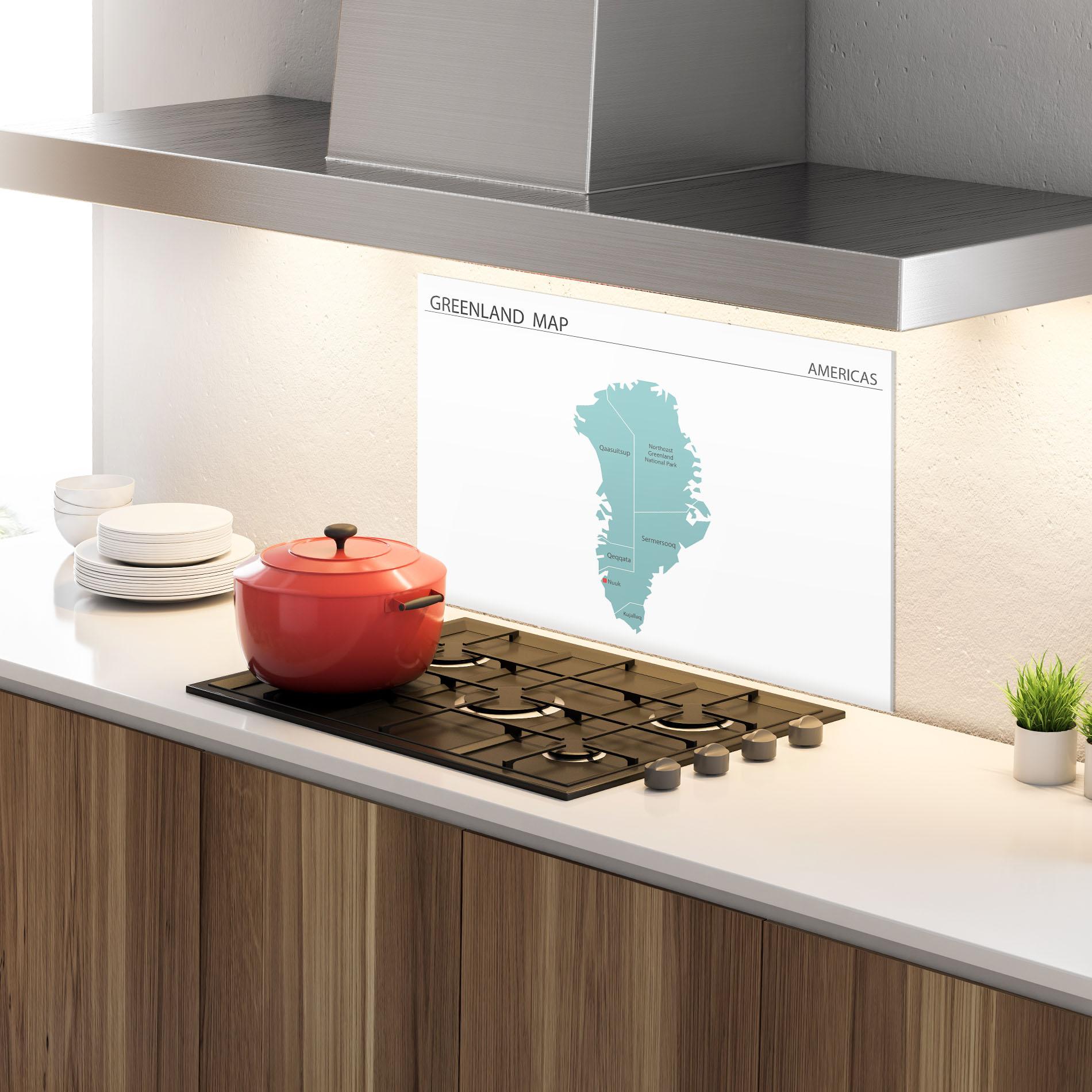 Küchenrückwand Glas Greenland Map mockup 4