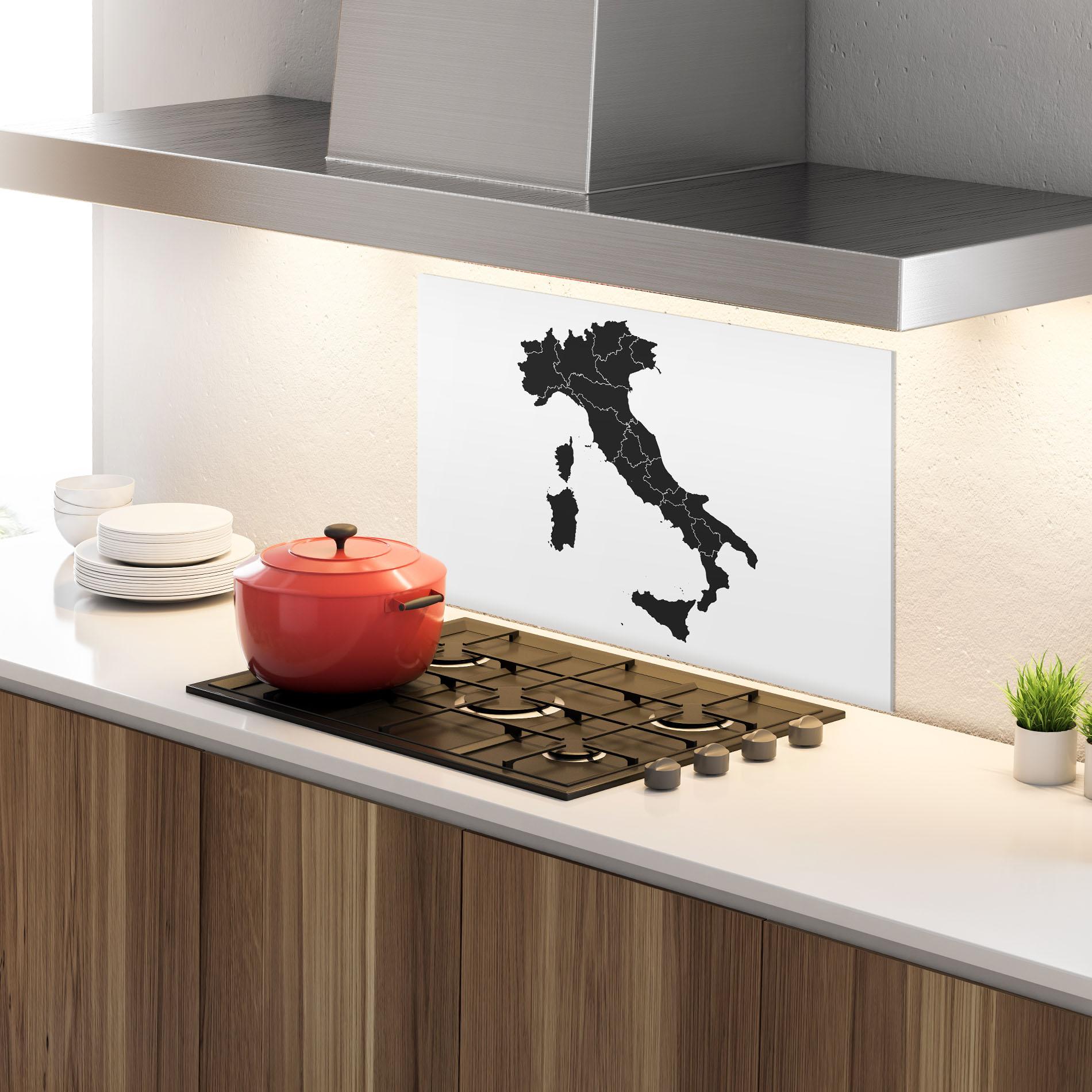 Küchenrückwand Glas Italy Grey Map mockup 4