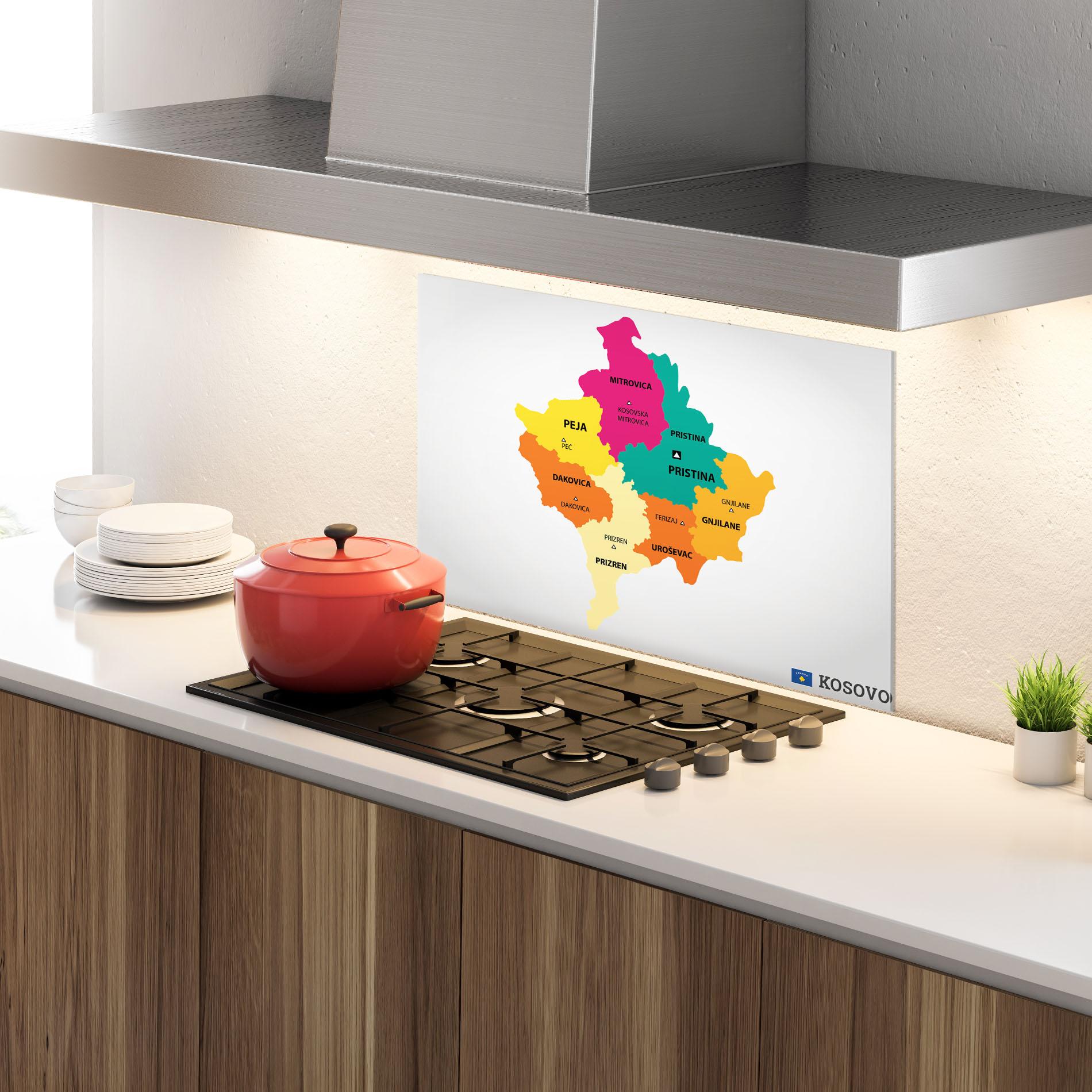 Küchenrückwand Glas Kosovo Color Map mockup 4