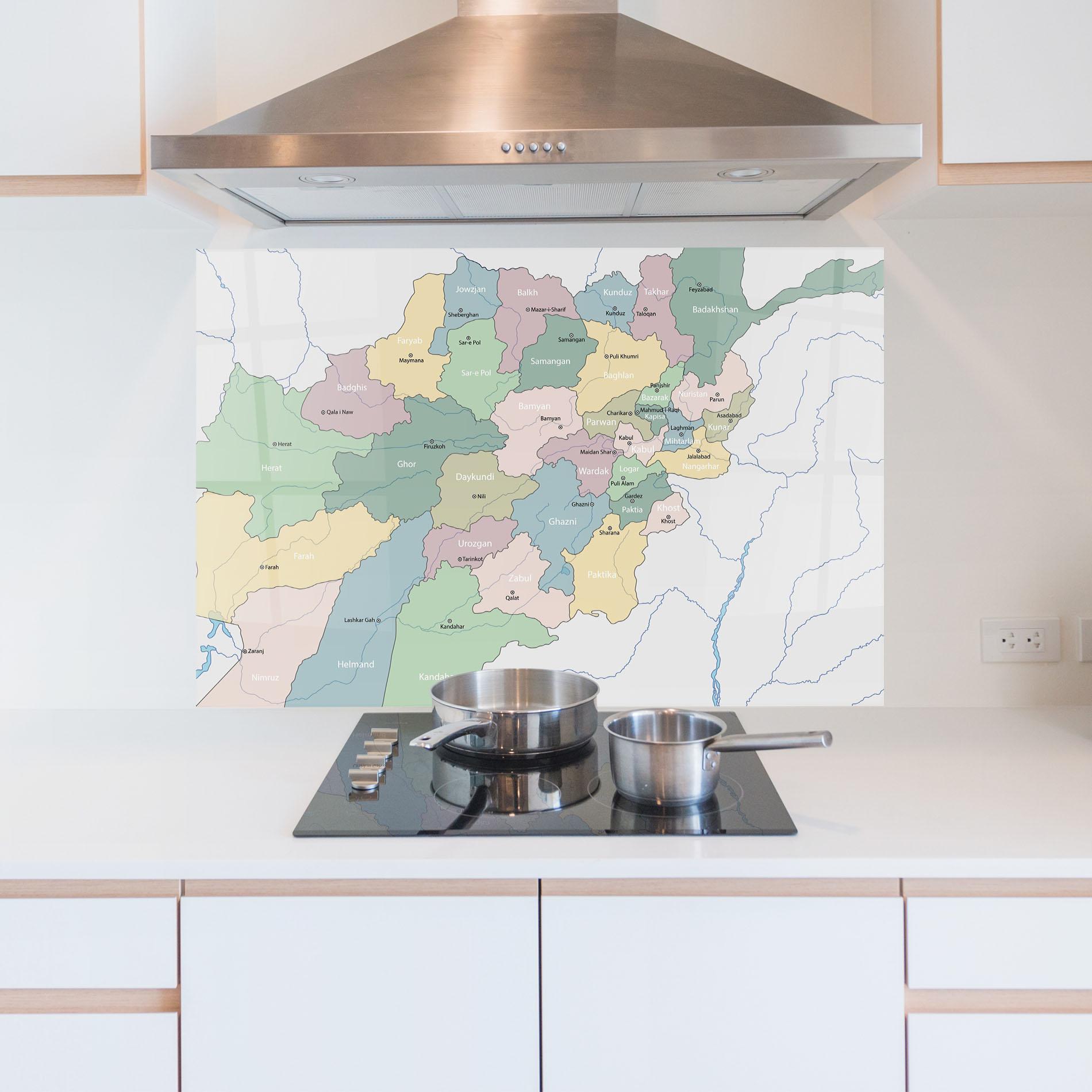 Küchenrückwand Glas Afghanistan Map mockup 5