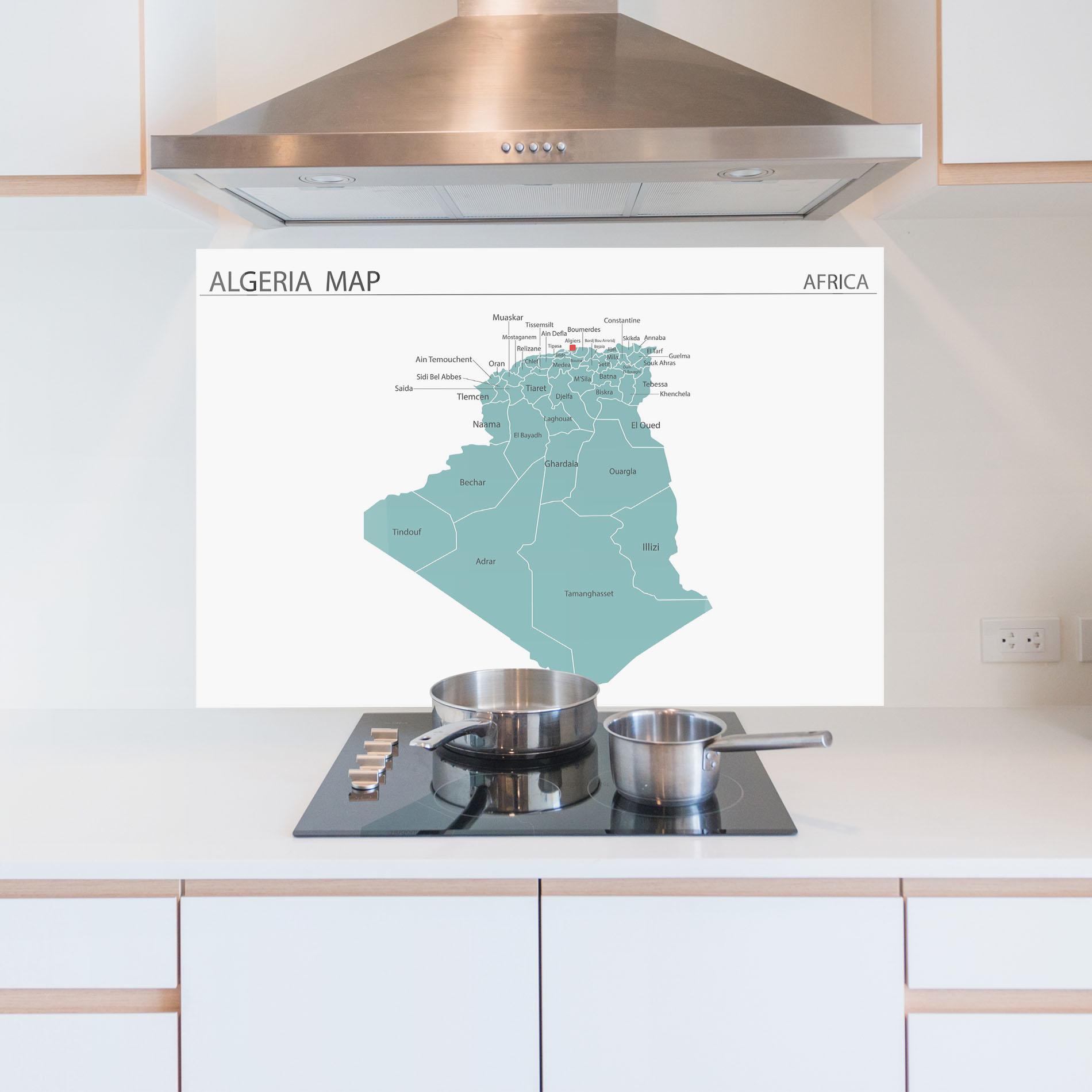 Küchenrückwand Glas Algeria Map mockup 5