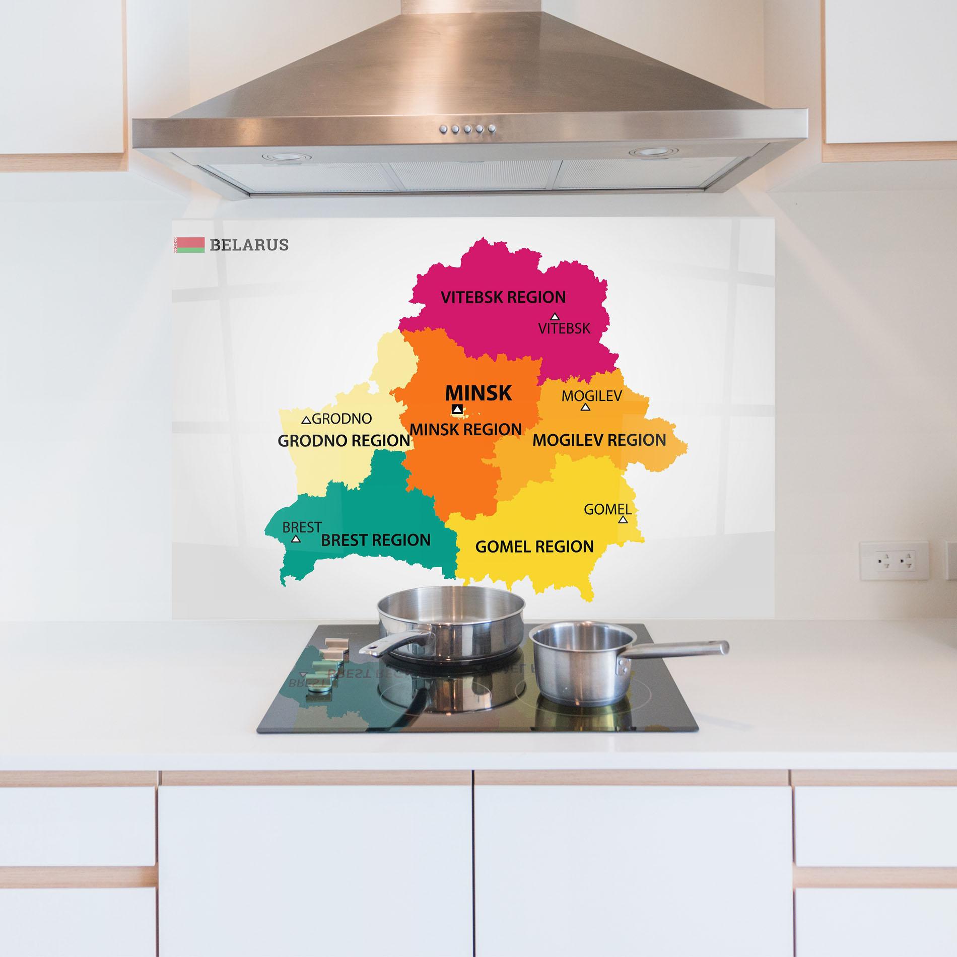 Küchenrückwand Glas Belarus Color Map mockup 5
