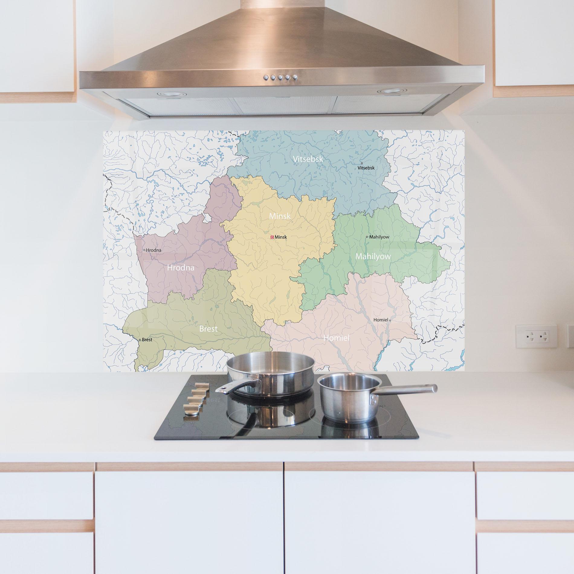 Küchenrückwand Glas Belarus Map mockup 5