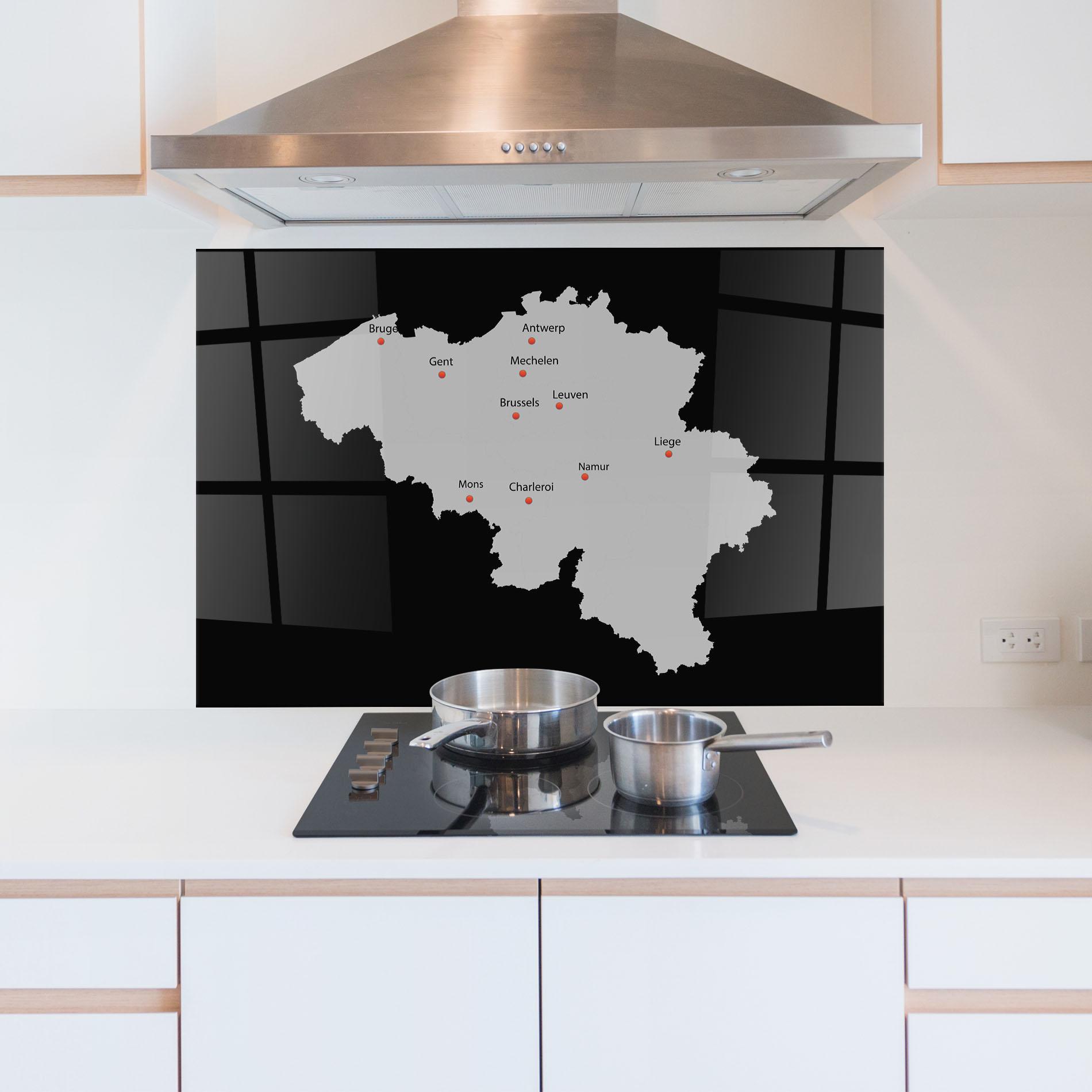 Küchenrückwand Glas Belgium Map mockup 5