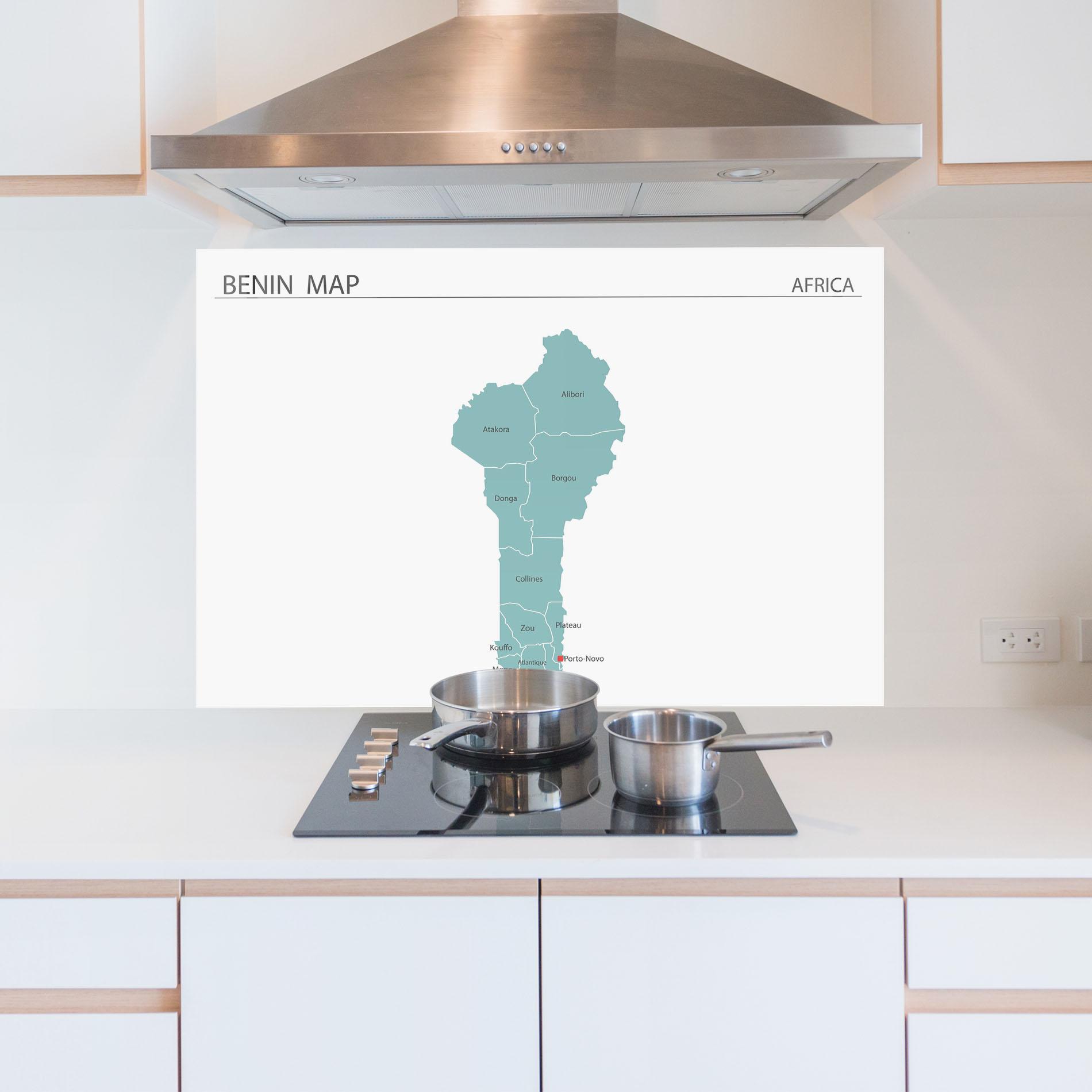 Küchenrückwand Glas Benin Map mockup 5