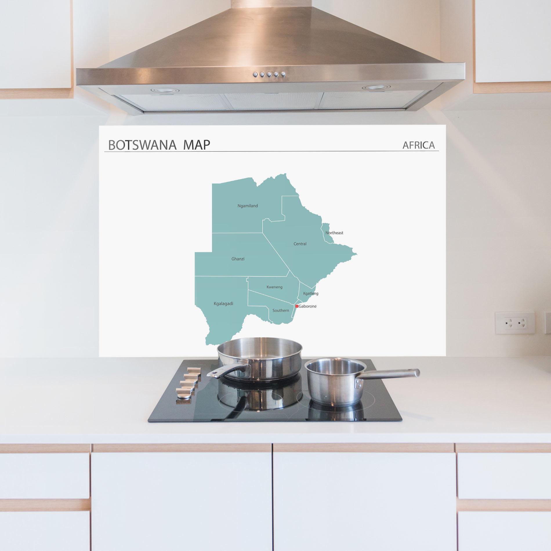 Küchenrückwand Glas Botswana Map mockup 5