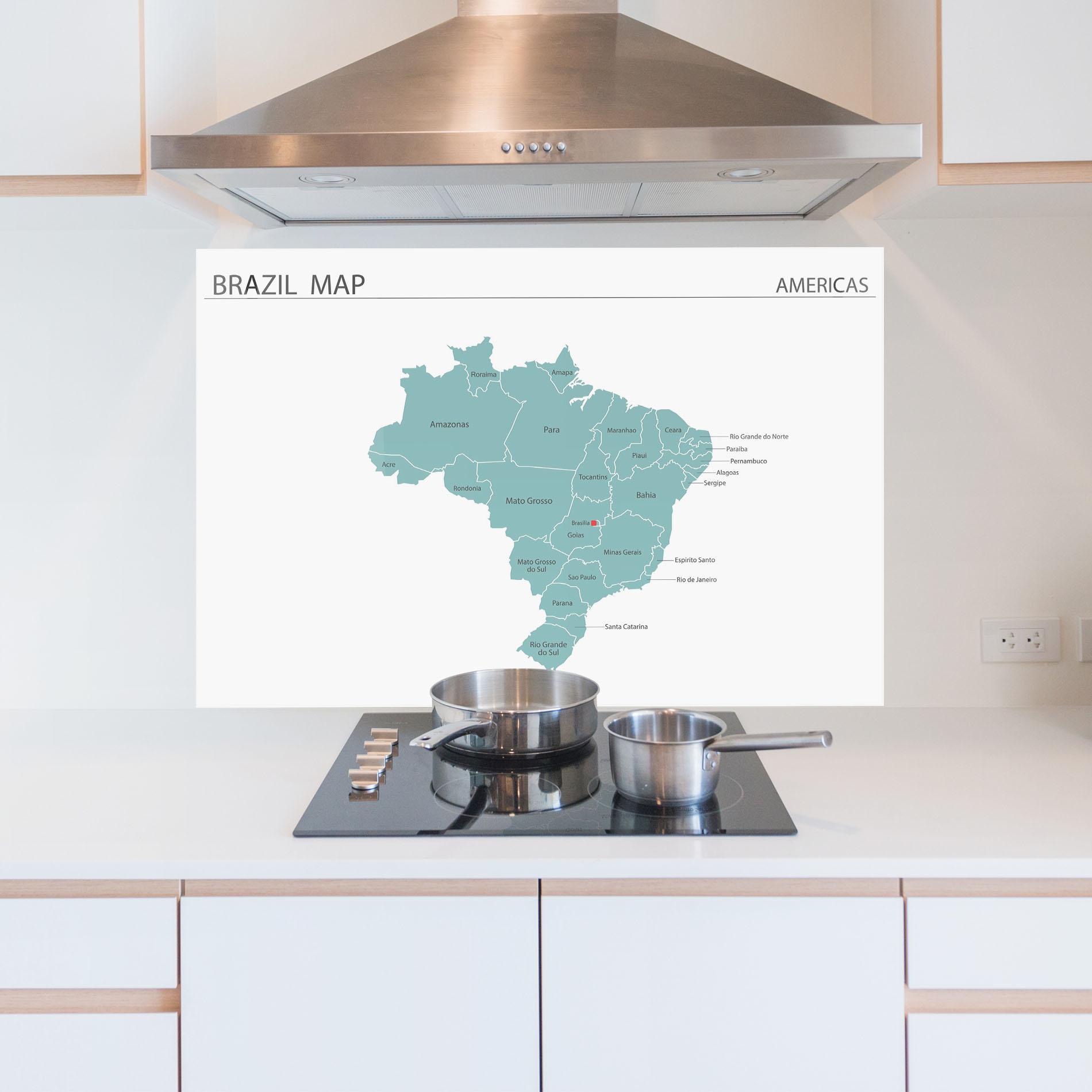 Küchenrückwand Glas Brazil Map mockup 5