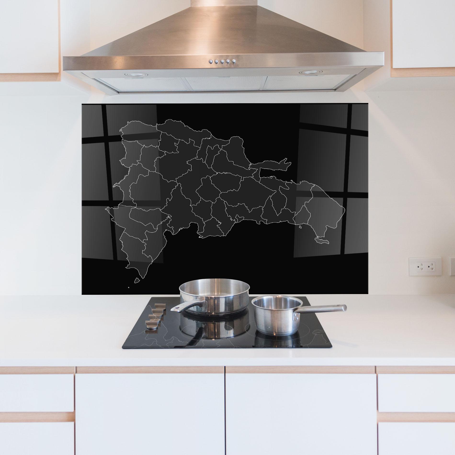 Küchenrückwand Glas Dominican Republic Grey Map mockup 5