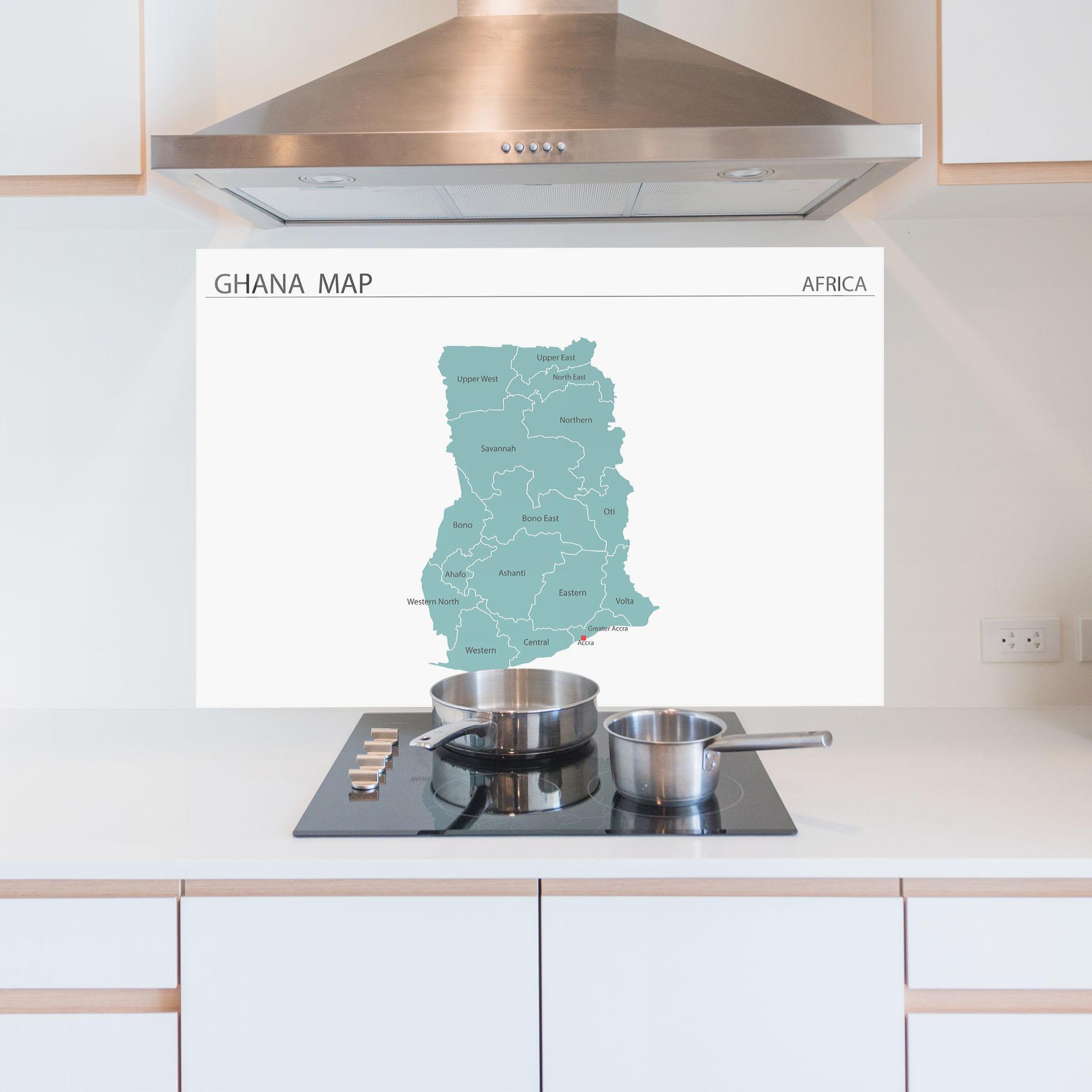 Küchenrückwand Glas Ghana Map mockup 5