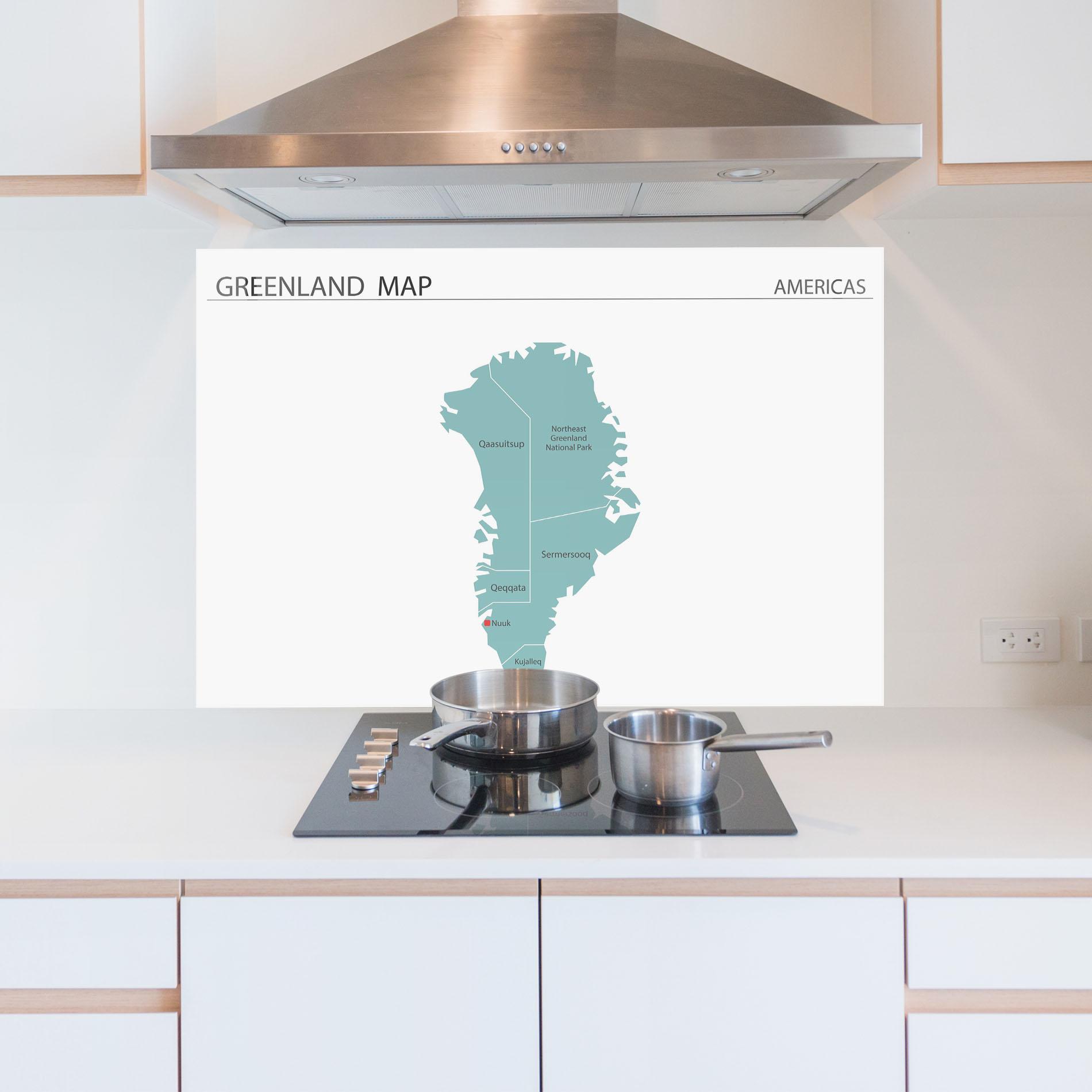 Küchenrückwand Glas Greenland Map mockup 5