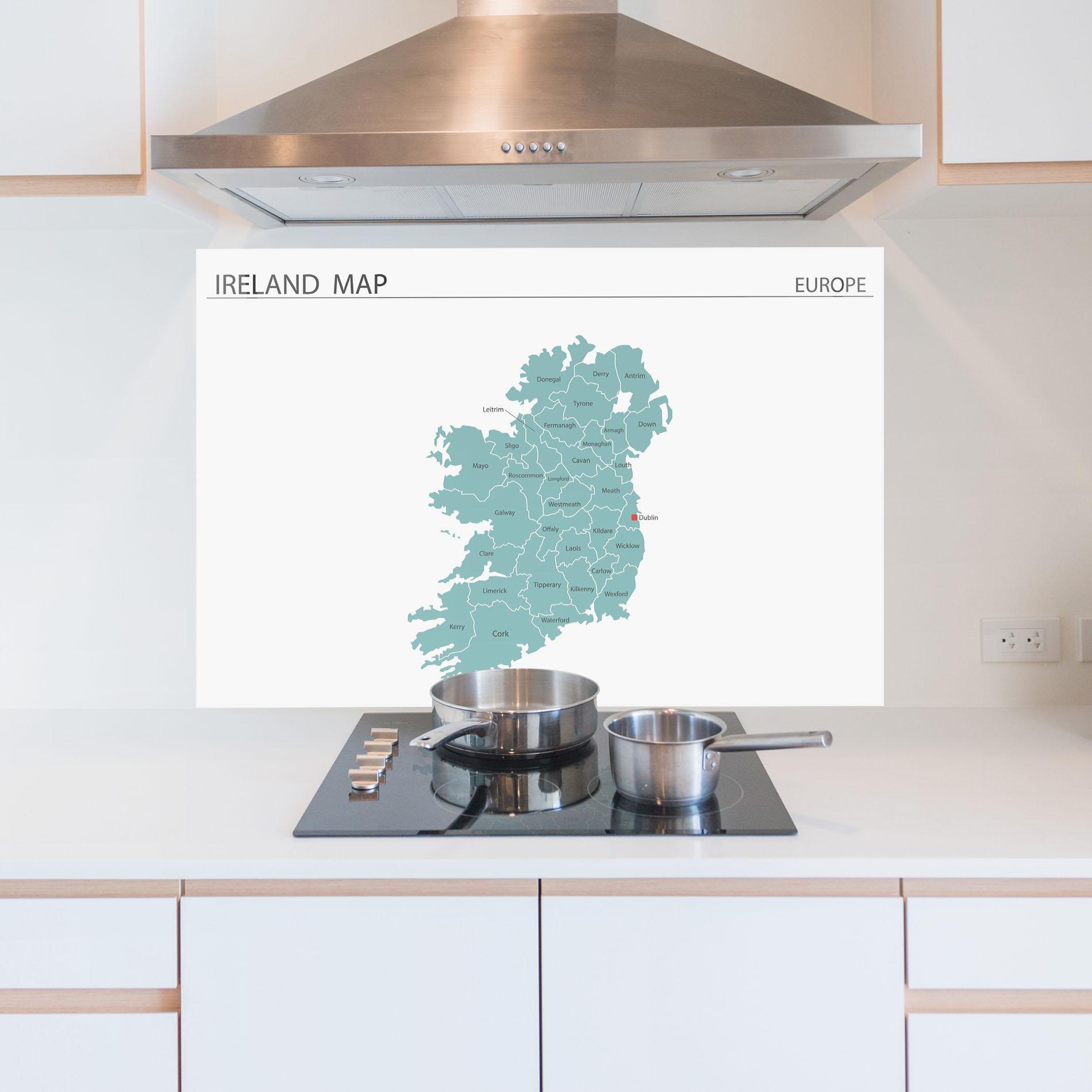 Küchenrückwand Glas Ireland Map mockup 5