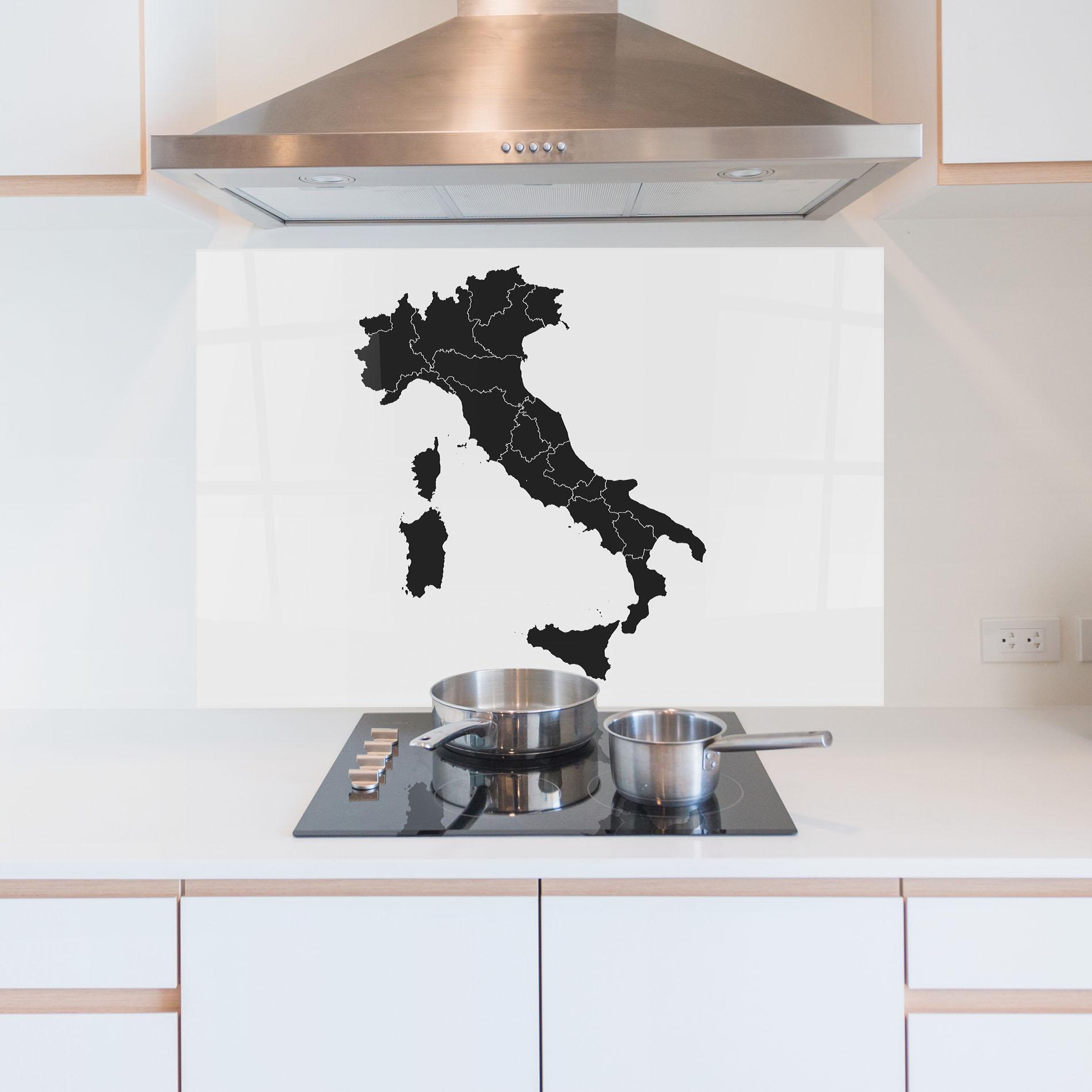 Küchenrückwand Glas Italy Grey Map mockup 5