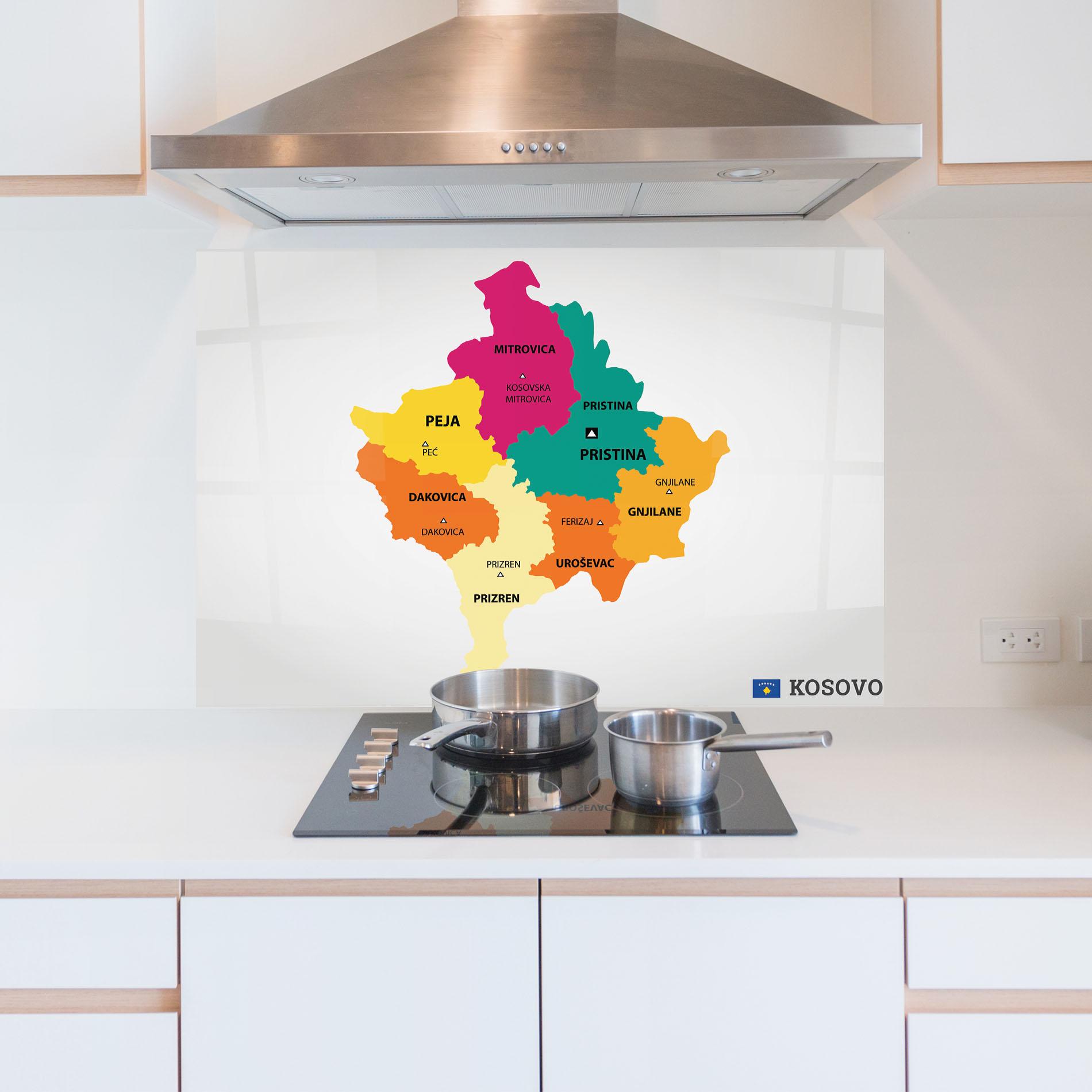 Küchenrückwand Glas Kosovo Color Map mockup 5