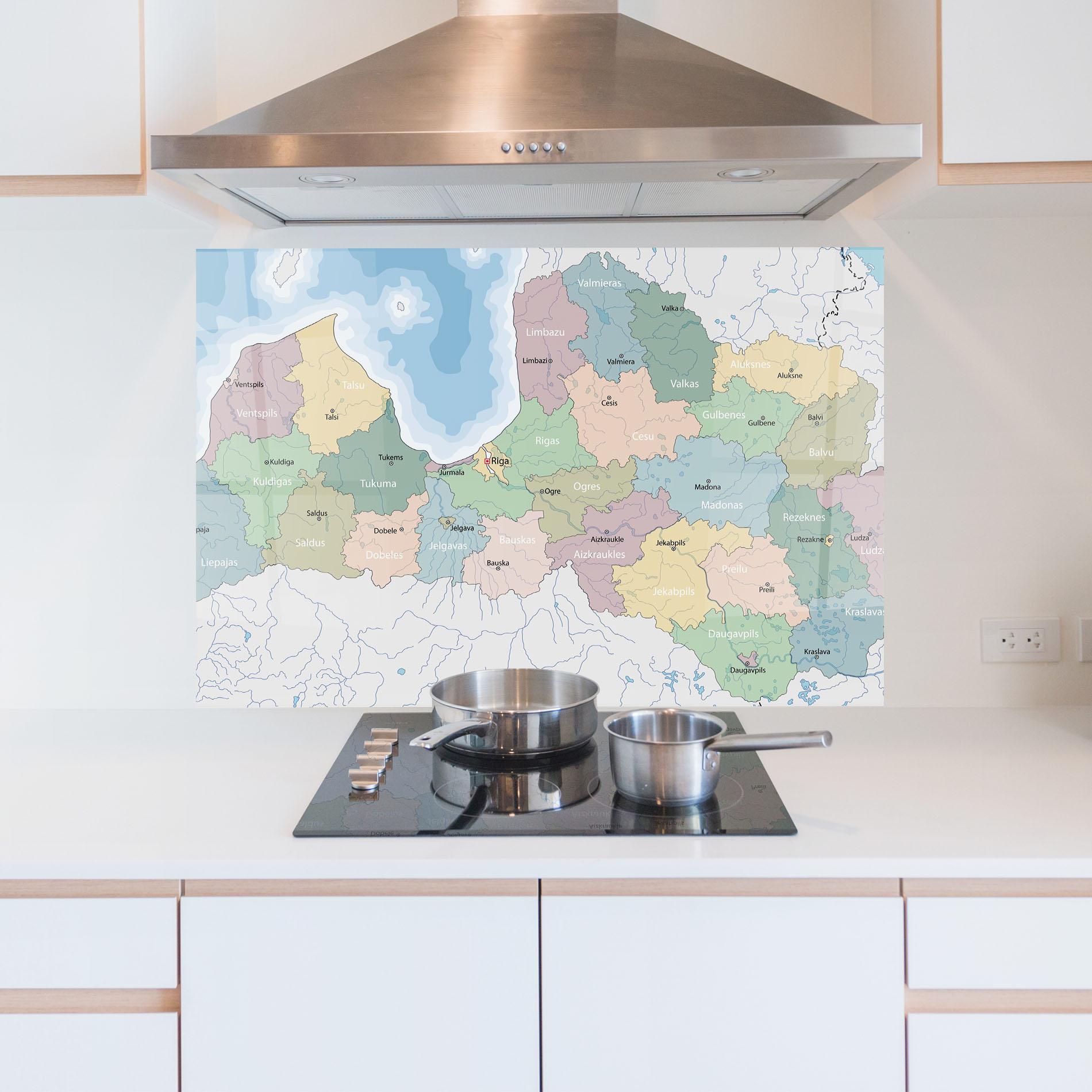 Küchenrückwand Glas Latvia Color Map mockup 5