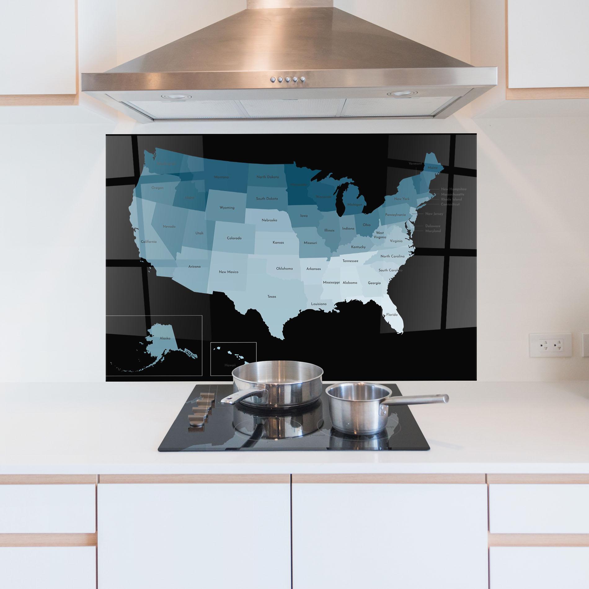 Küchenrückwand Glas Sua Blue Map mockup 5